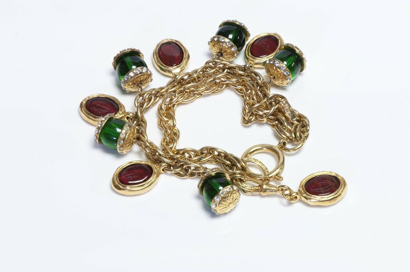 Vintage CHANEL 1970’s Maison Gripoix Glass Charm Bracelet