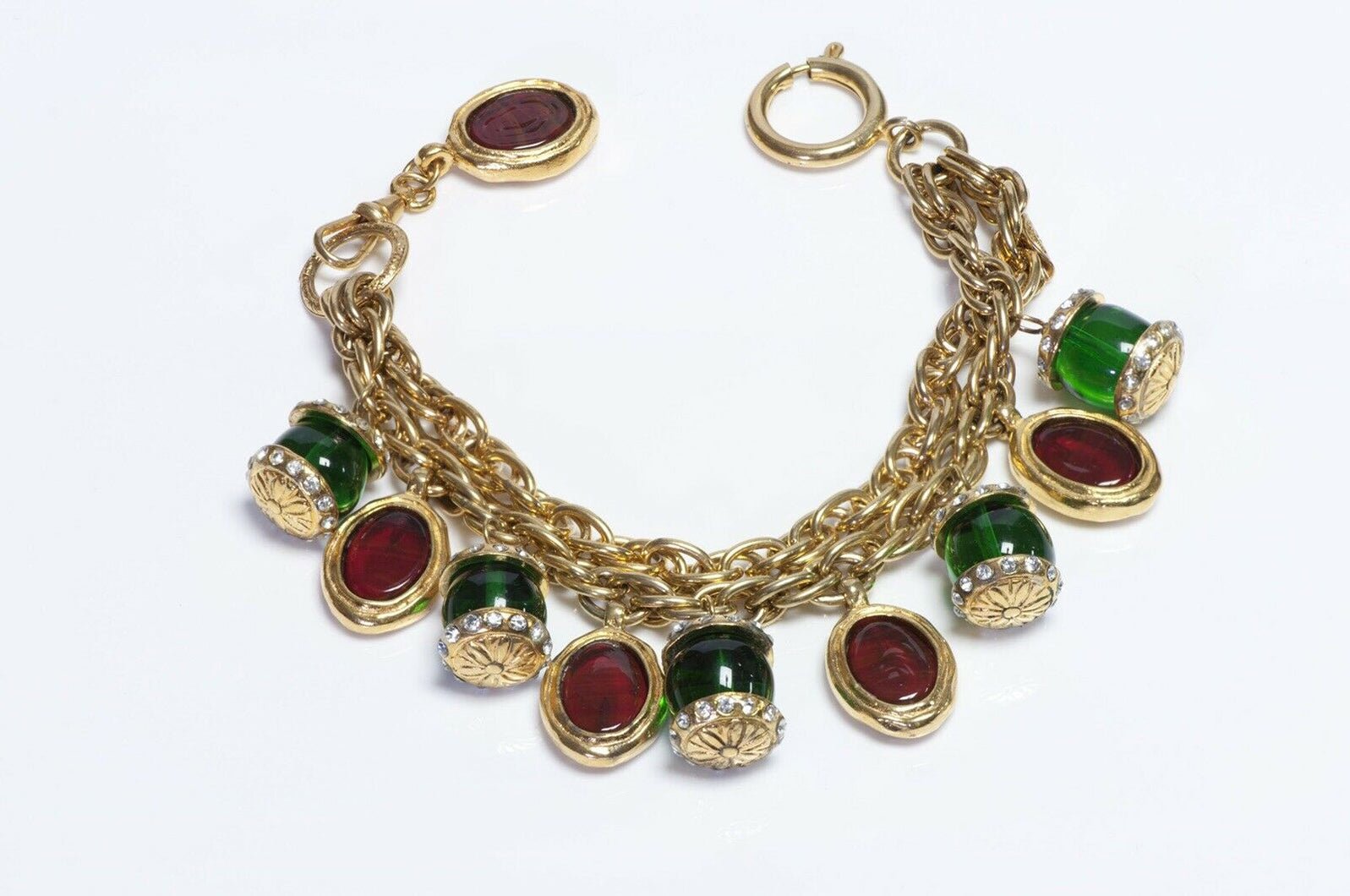 Vintage CHANEL 1970’s Maison Gripoix Glass Charm Bracelet