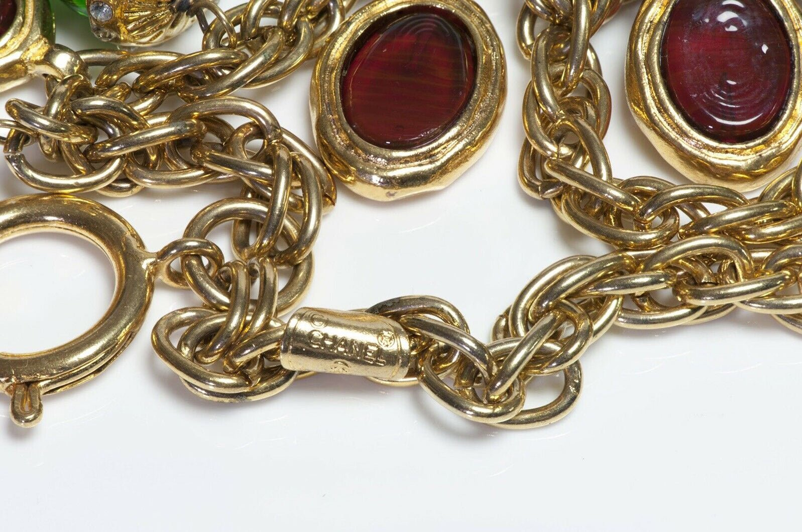 Vintage CHANEL 1970’s Maison Gripoix Glass Charm Bracelet