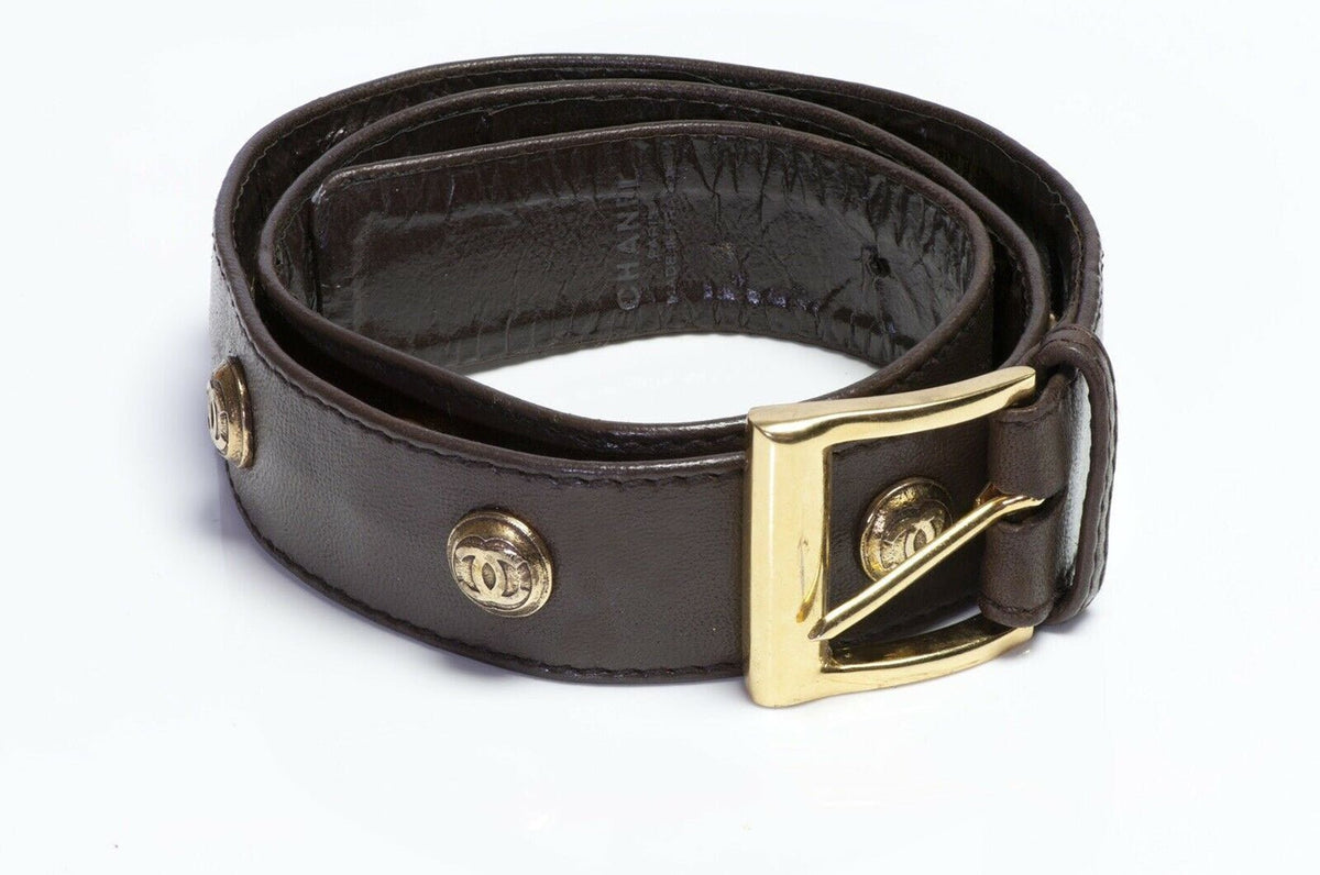 Vintage CHANEL Brown Leather CC Women
