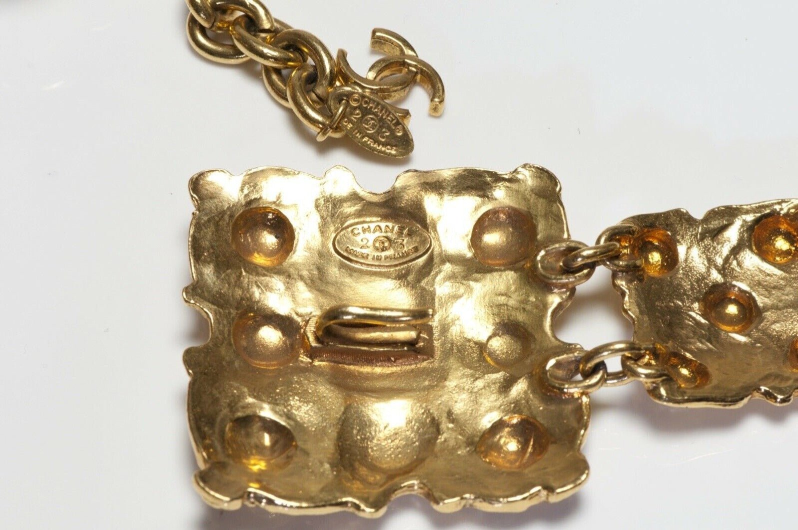 Vintage CHANEL Paris 1980’s CC Hammered Metal Chain Belt
