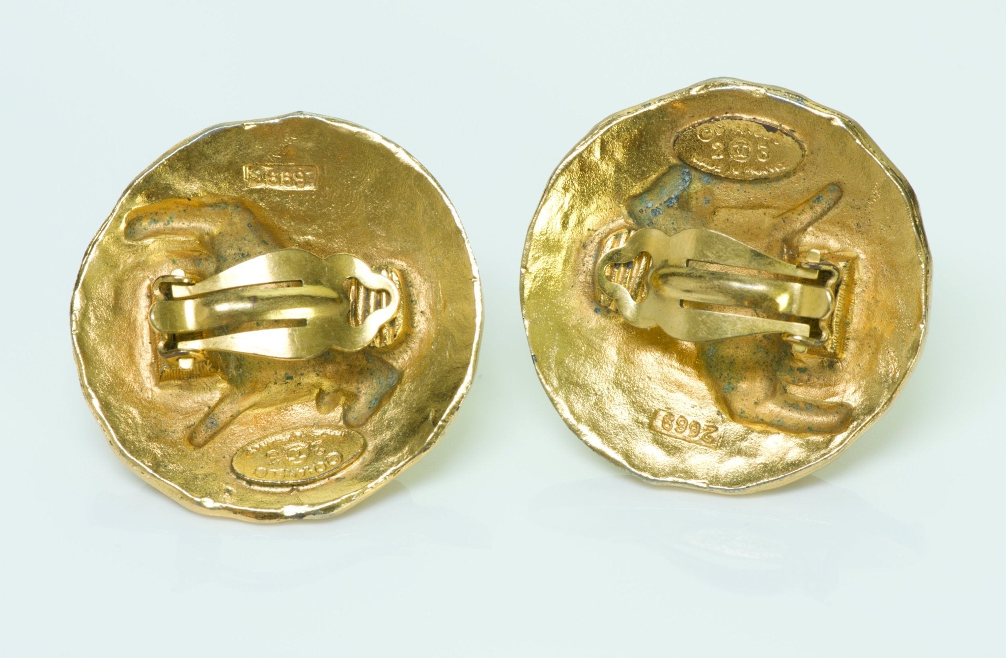 Vintage Chanel Paris 1980's CC Lion Coin Earrings