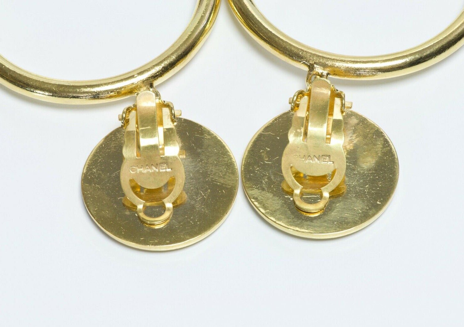 Vintage CHANEL Paris 1980’s Coco Mademoiselle Coin Hoop Earrings