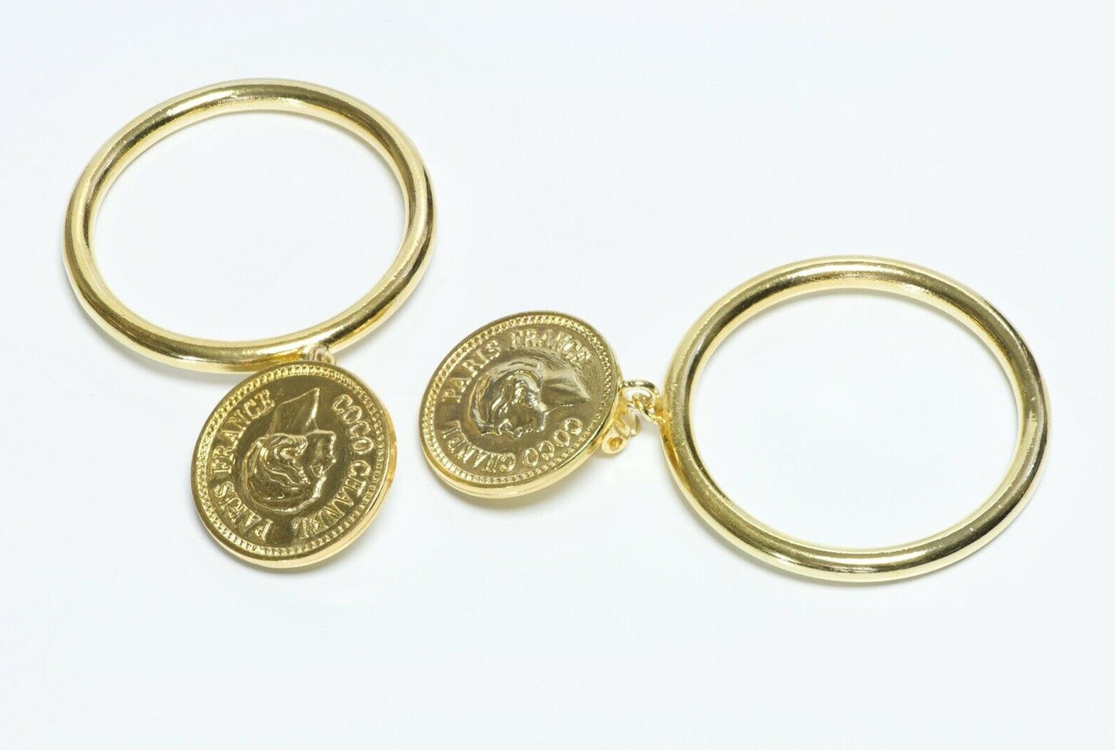 Vintage CHANEL Paris 1980’s Coco Mademoiselle Coin Hoop Earrings