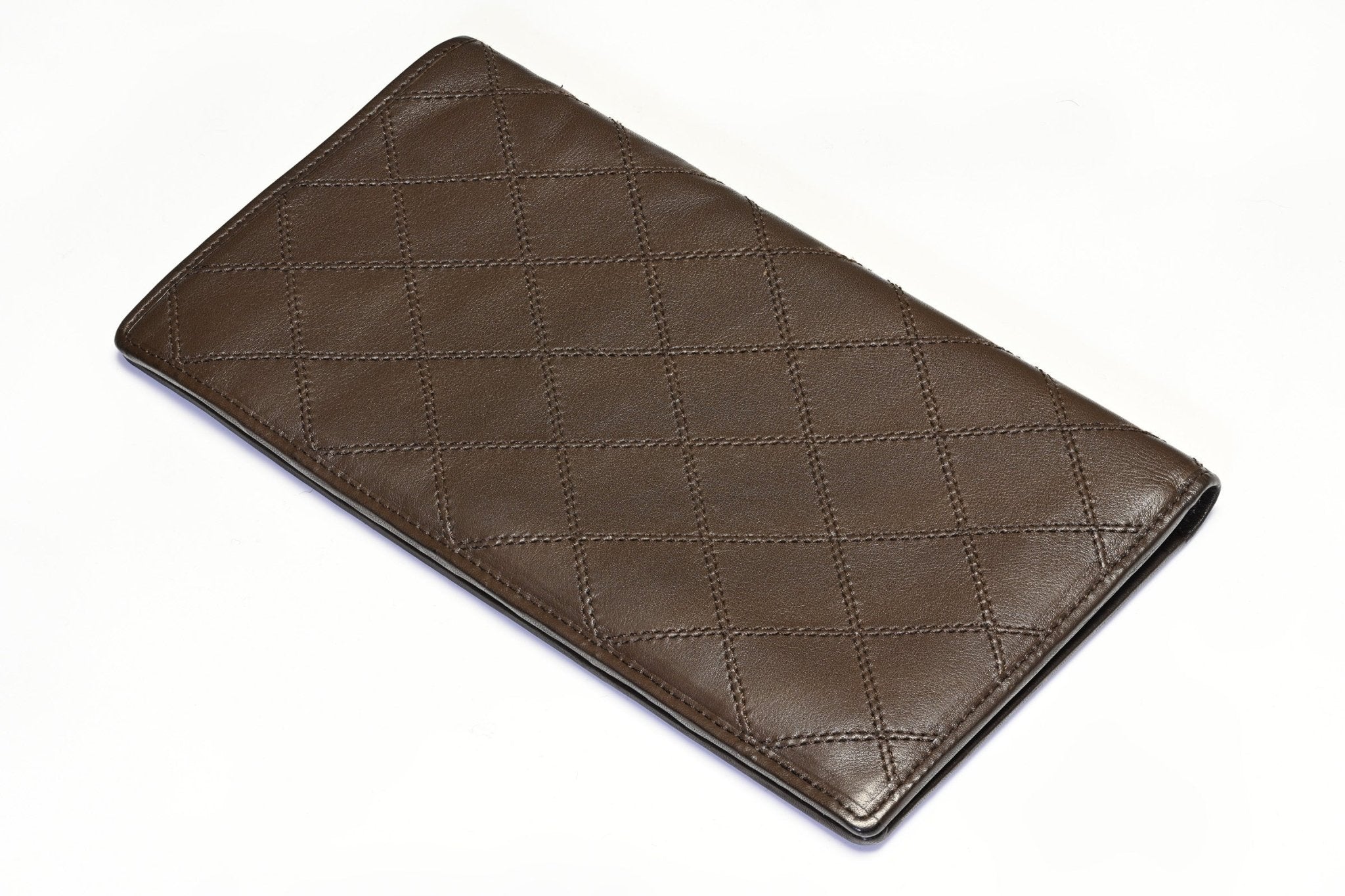 Vintage Chanel Paris Brown Quilted Leather Bifold Long Wallet