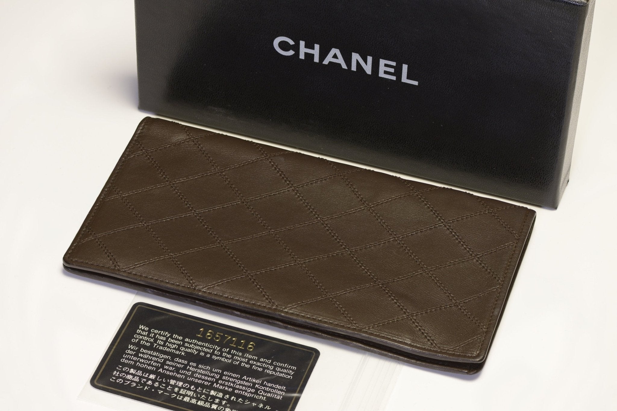 Vintage Chanel Paris Brown Quilted Leather Bifold Long Wallet