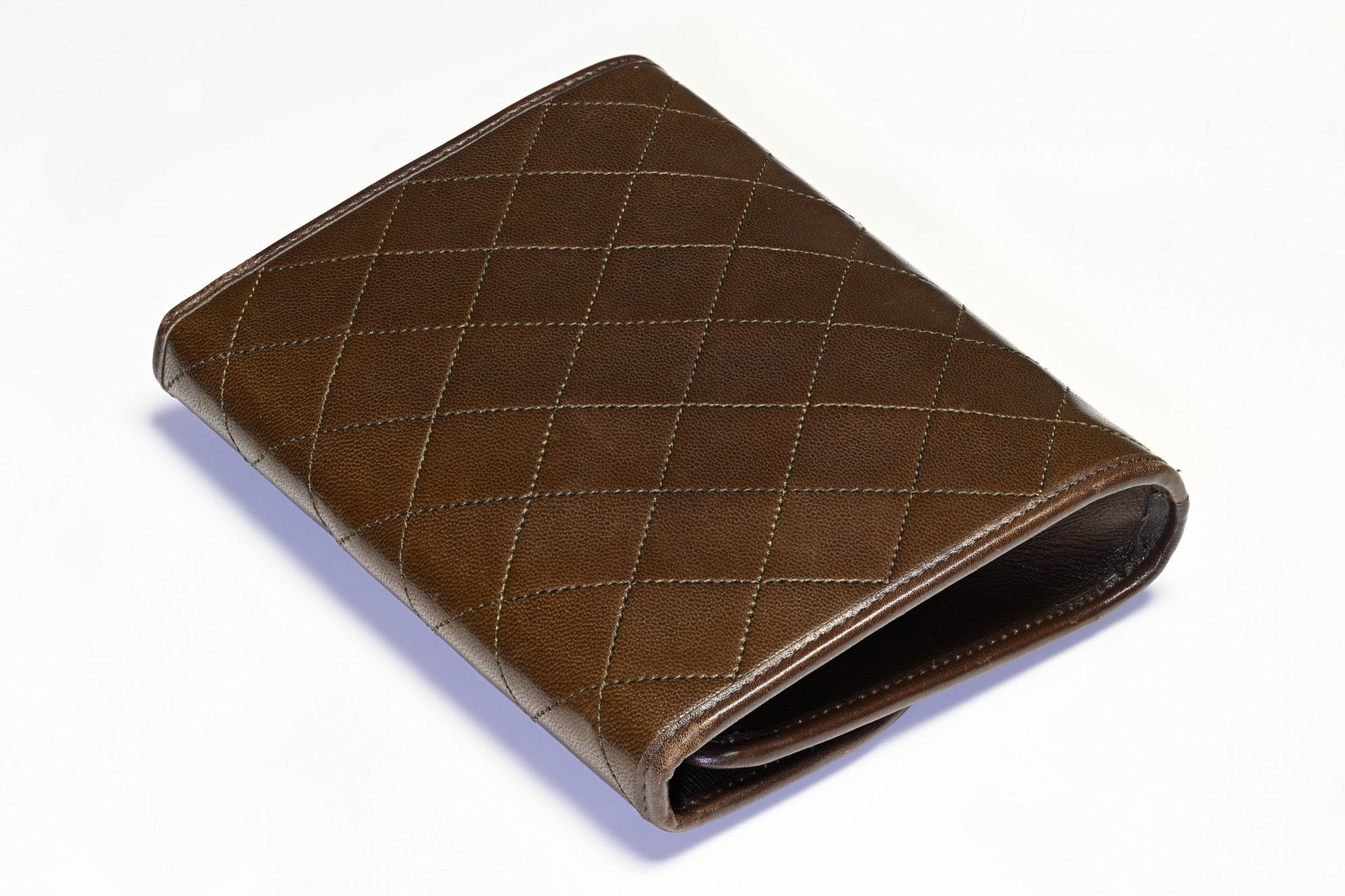 Vintage Chanel Paris Brown Quilted Leather CC Mini Flap Clutch Crossbody Bag