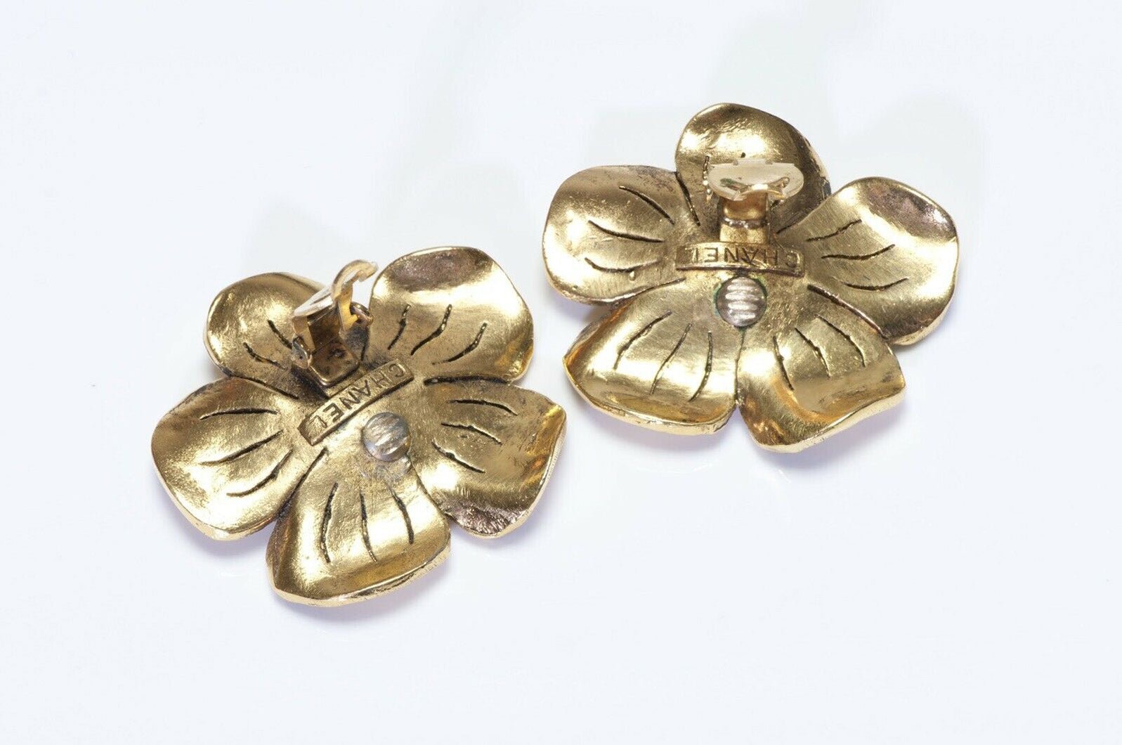 Vintage CHANEL Paris Camellia Flower Earrings