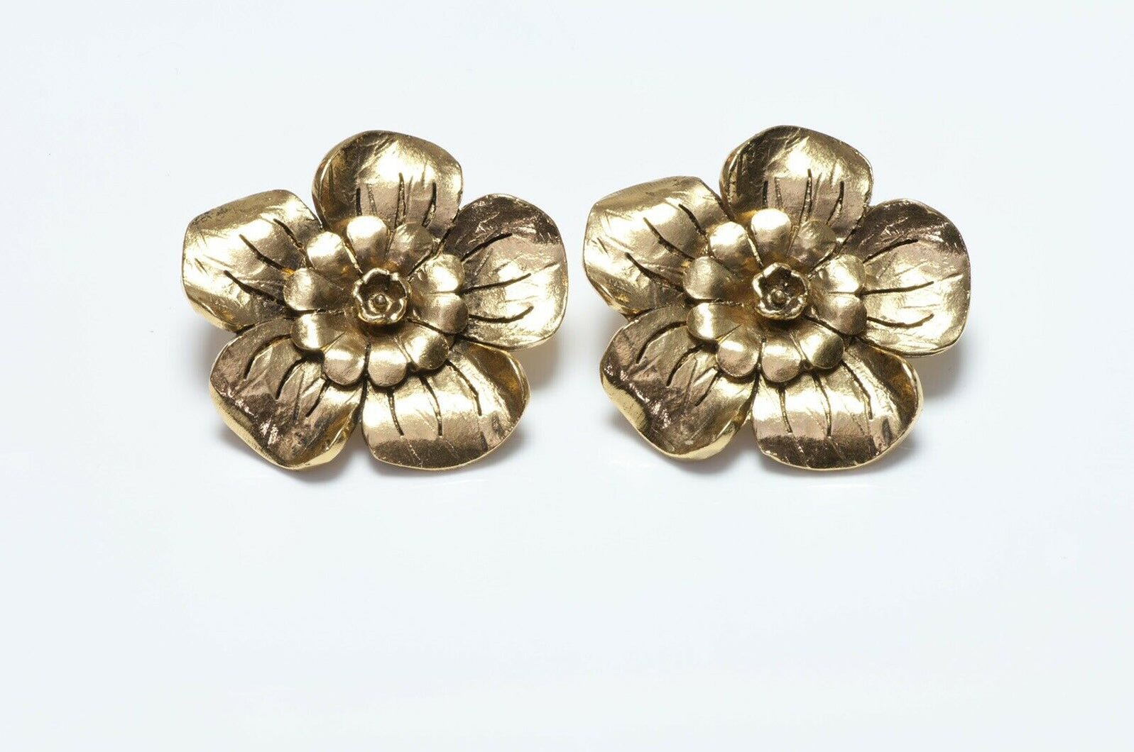 Vintage CHANEL Paris Camellia Flower Earrings