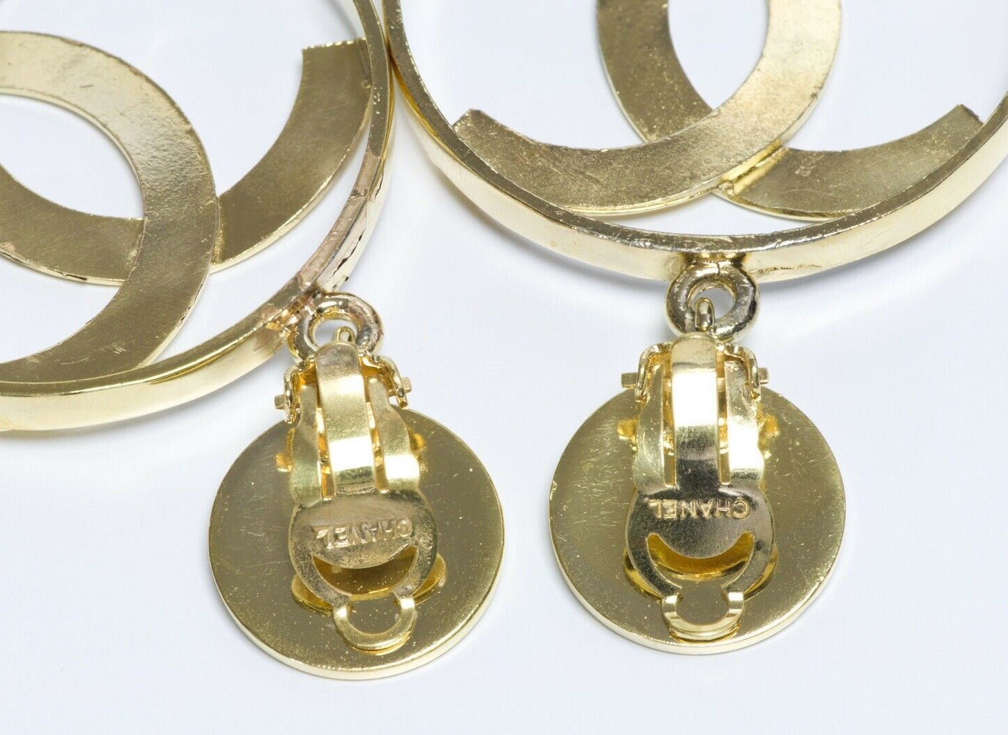 Vintage CHANEL Paris CC Large Logo Hoop Earrings