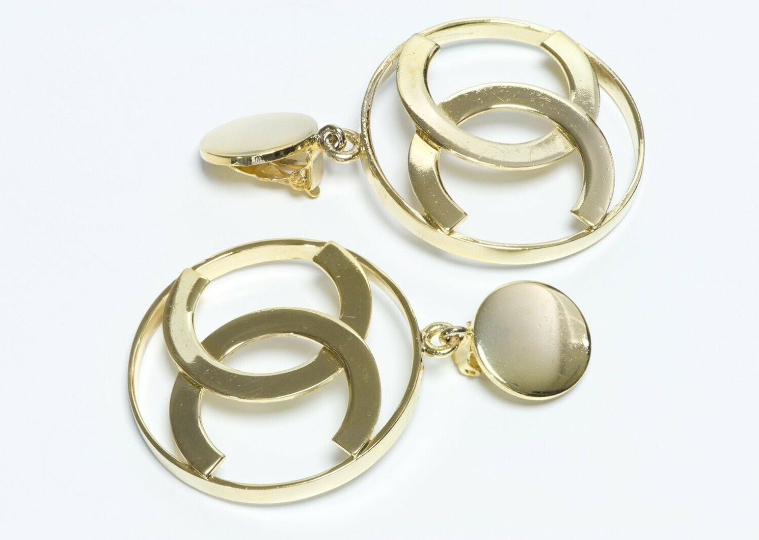 Vintage CHANEL Paris CC Large Logo Hoop Earrings