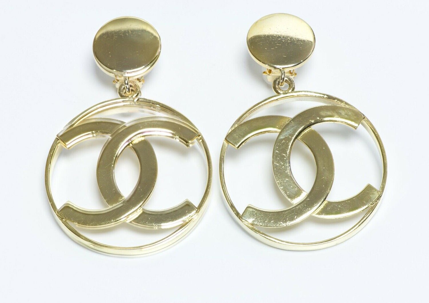 Vintage CHANEL Paris CC Large Logo Hoop Earrings