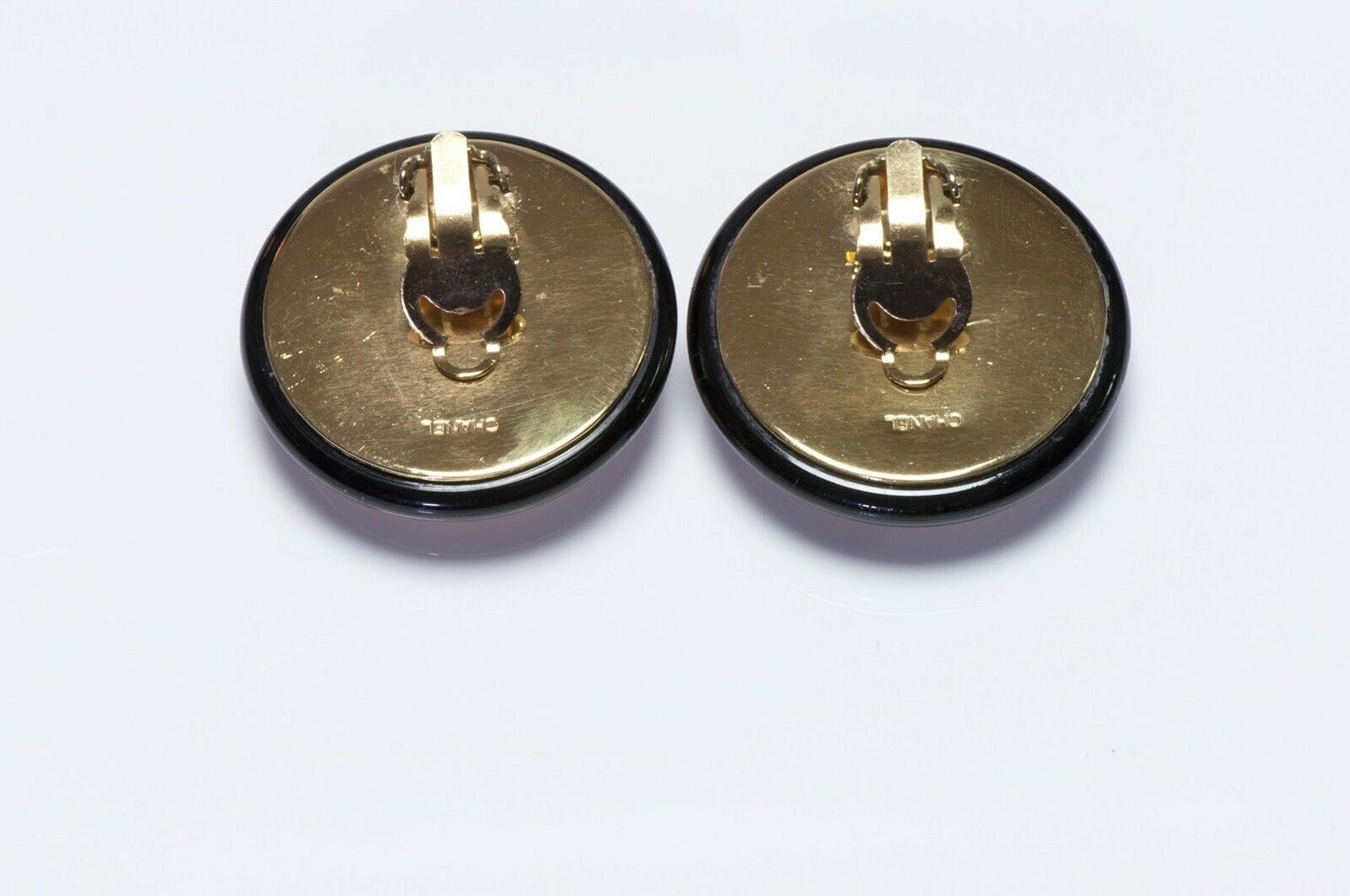 Vintage CHANEL Paris CC Quilted Black Earrings