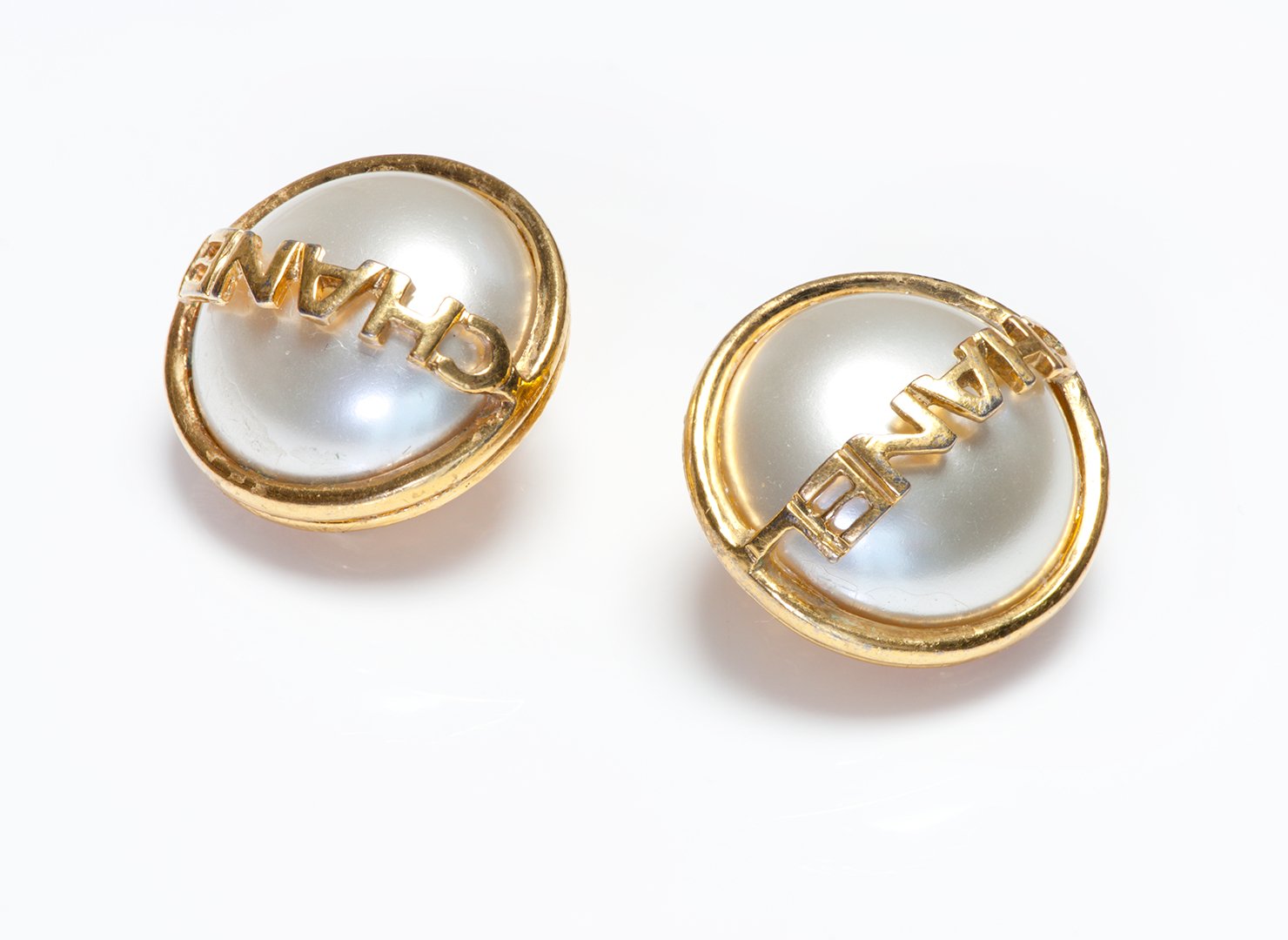 Vintage Chanel Paris Fall 1995 Pearl Letter Earrings