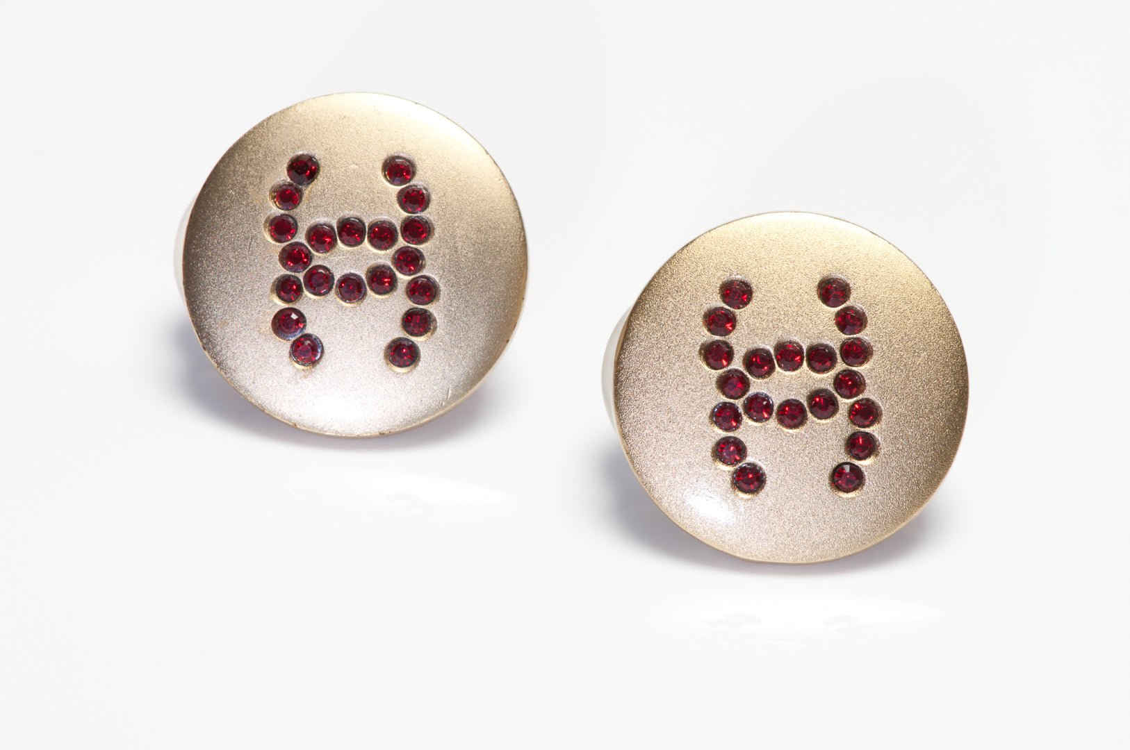 Vintage Chanel Paris Fall 2000 CC Red Crystal Earrings