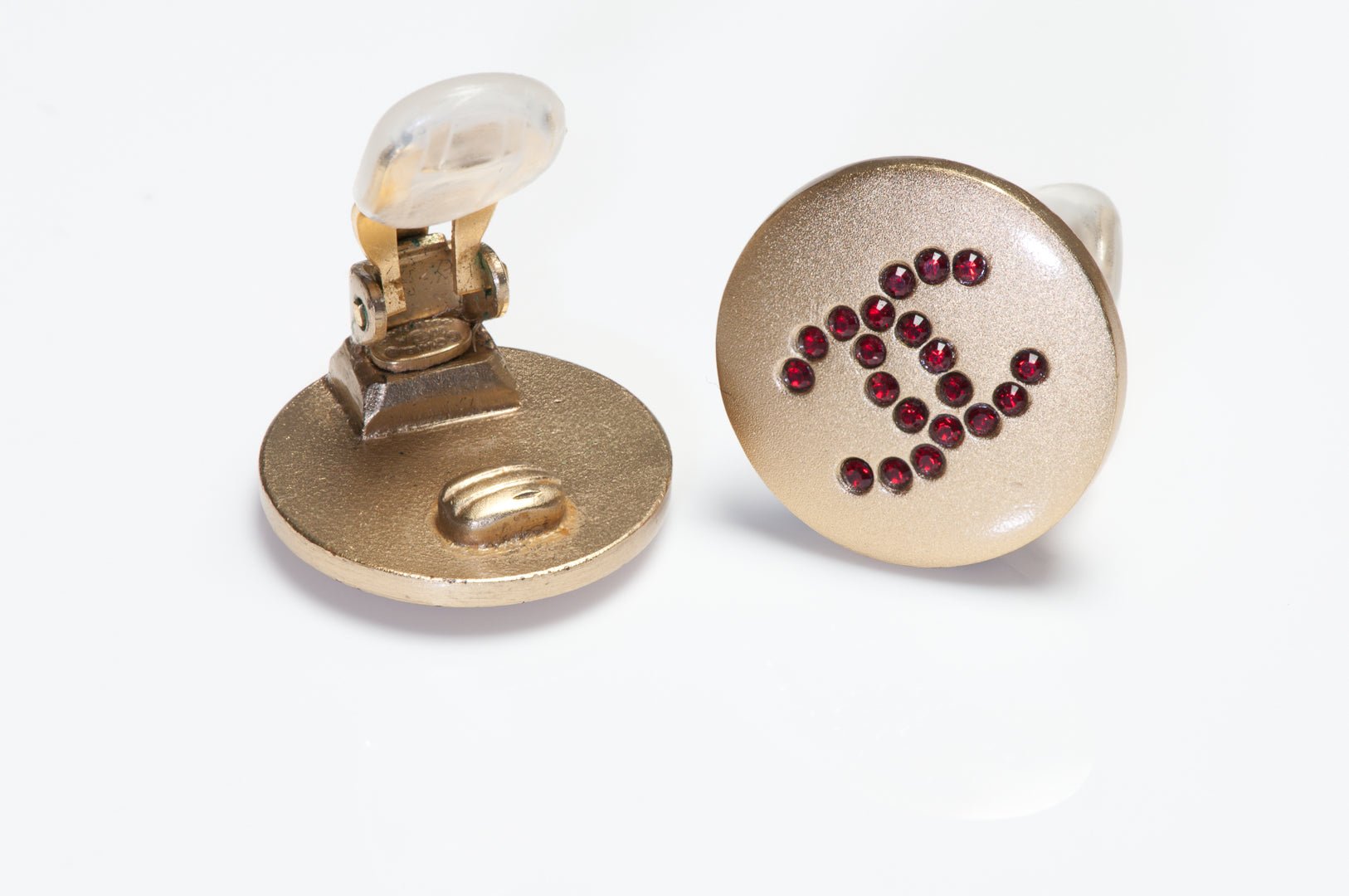 Vintage Chanel Paris Fall 2000 CC Red Crystal Earrings
