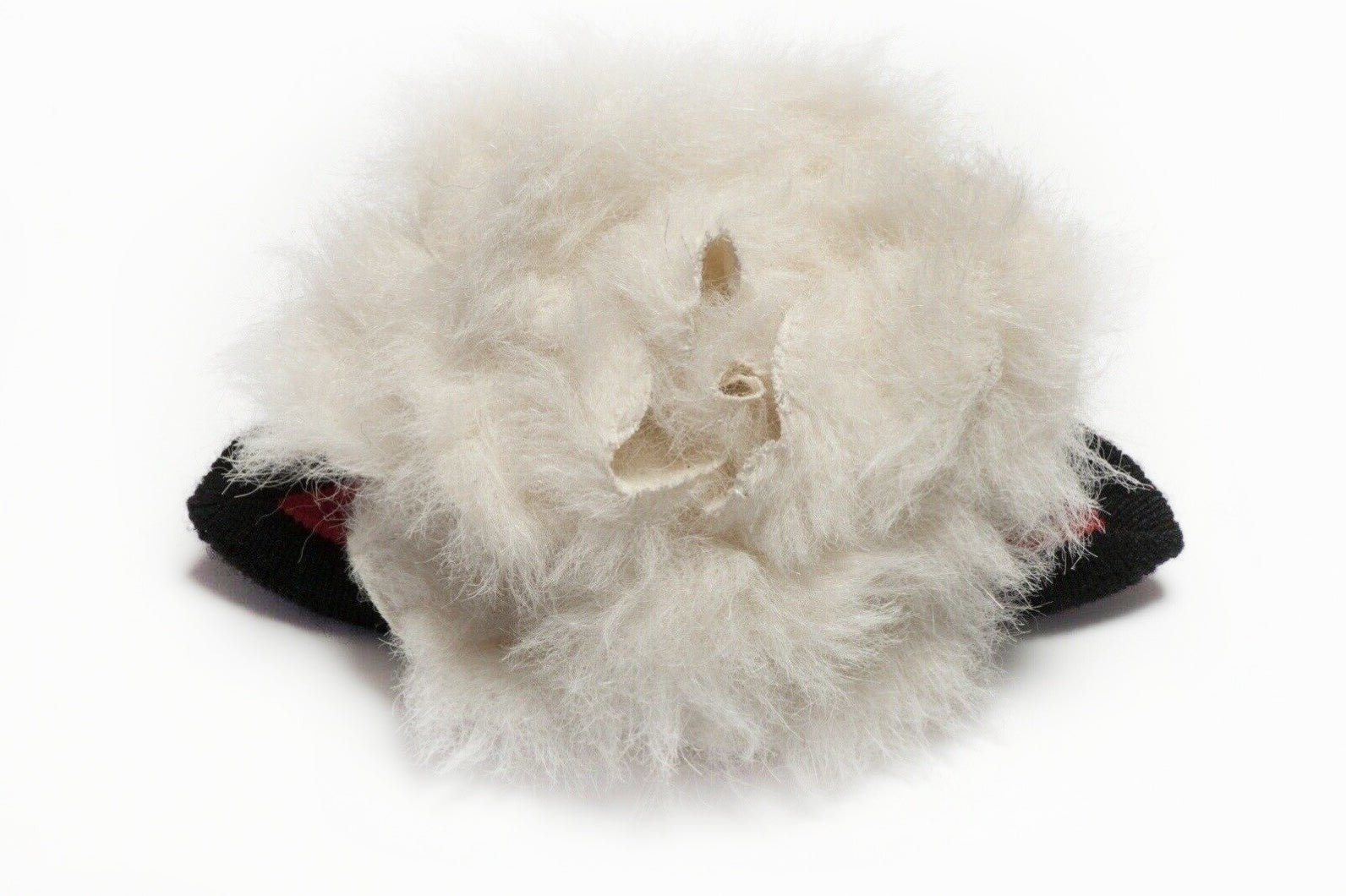 Vintage CHANEL Paris Large Beige Wool Camellia Flower Brooch