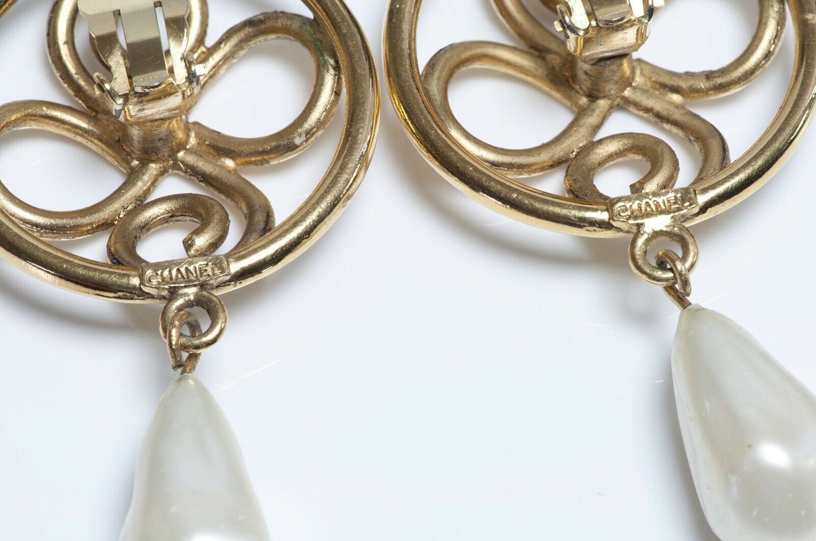 Vintage CHANEL Paris Long Pearl Drop Earrings