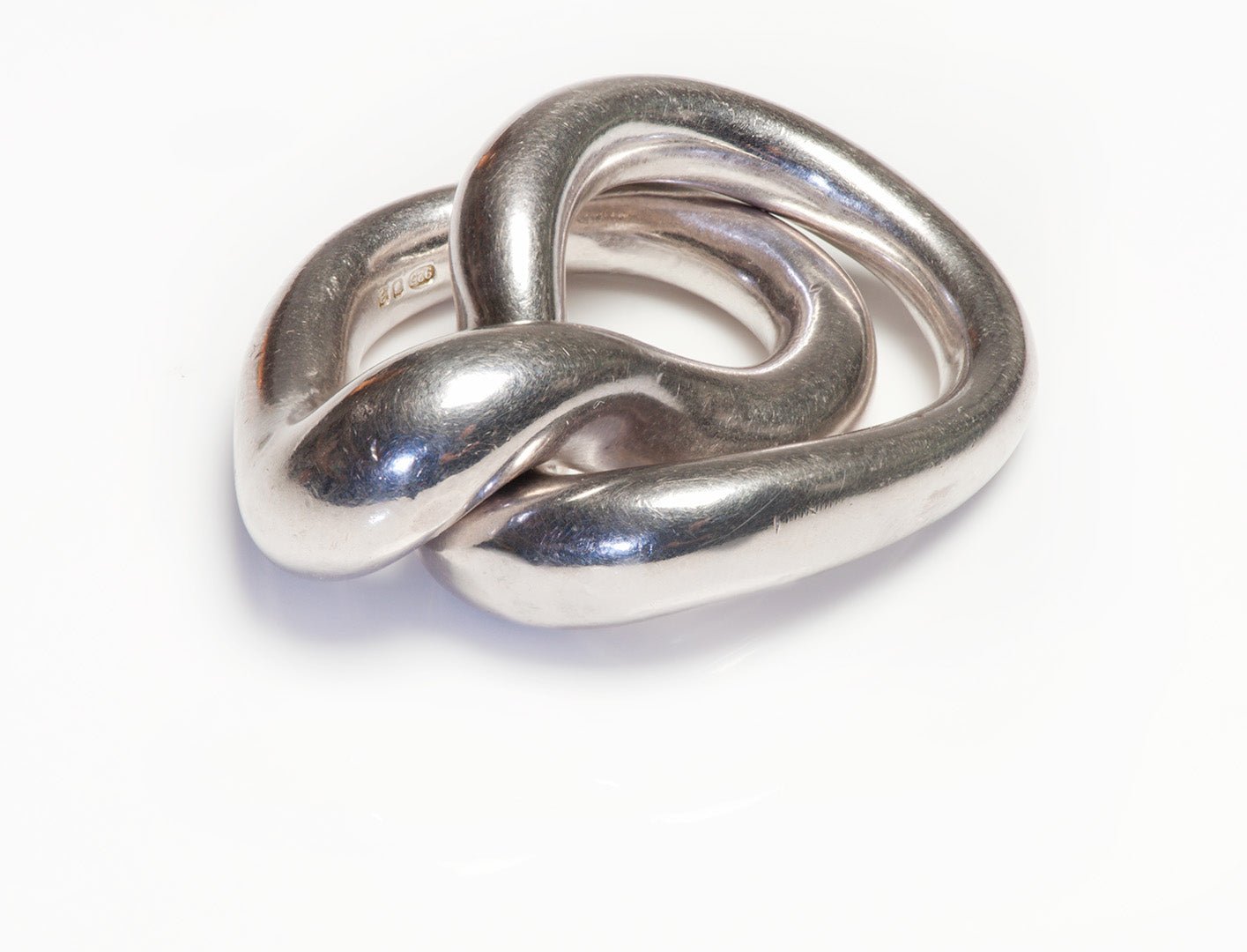 Vintage Chanel Paris Sterling Silver Interlocking Puzzle Ring