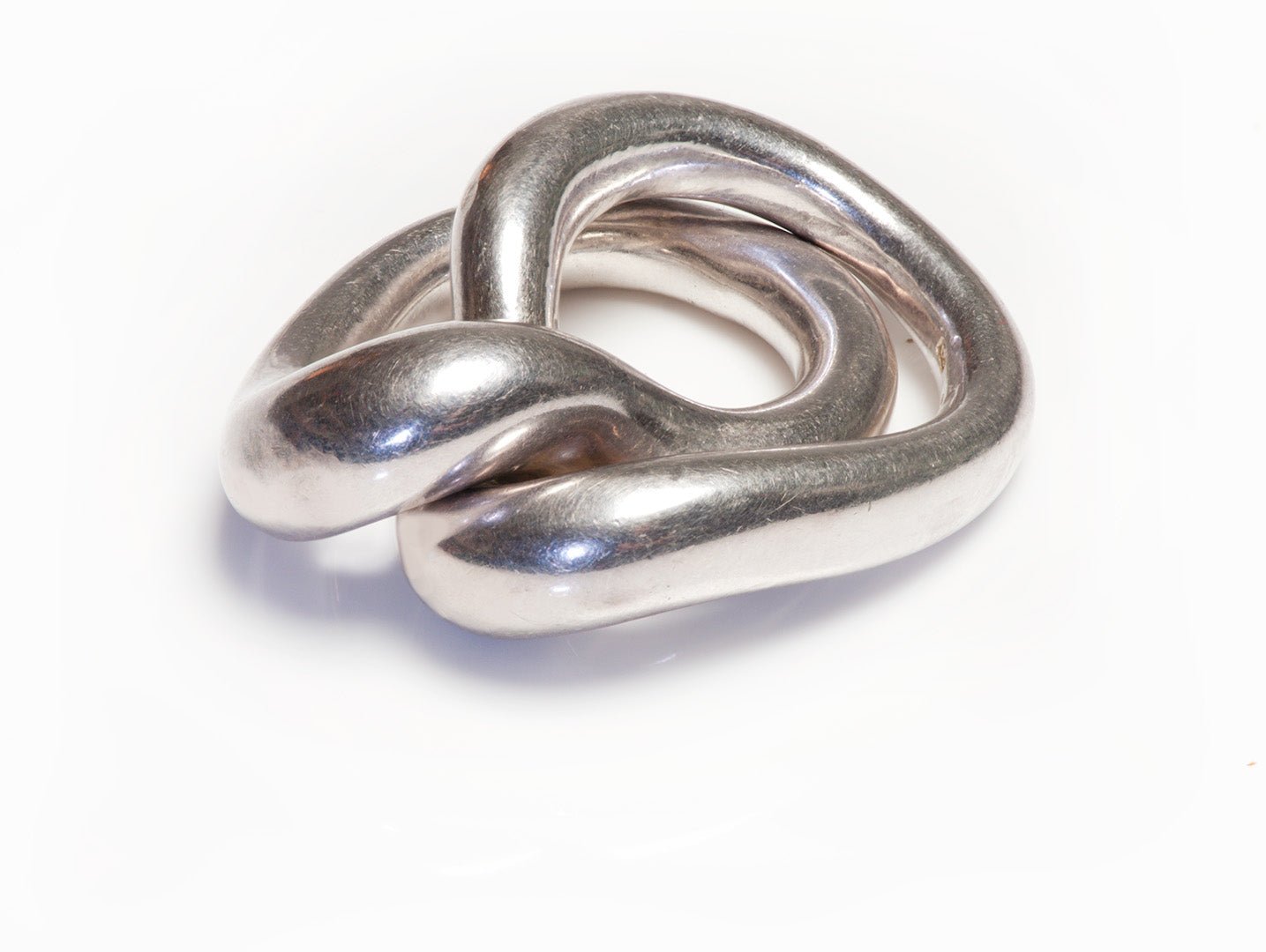 Vintage Chanel Paris Sterling Silver Interlocking Puzzle Ring