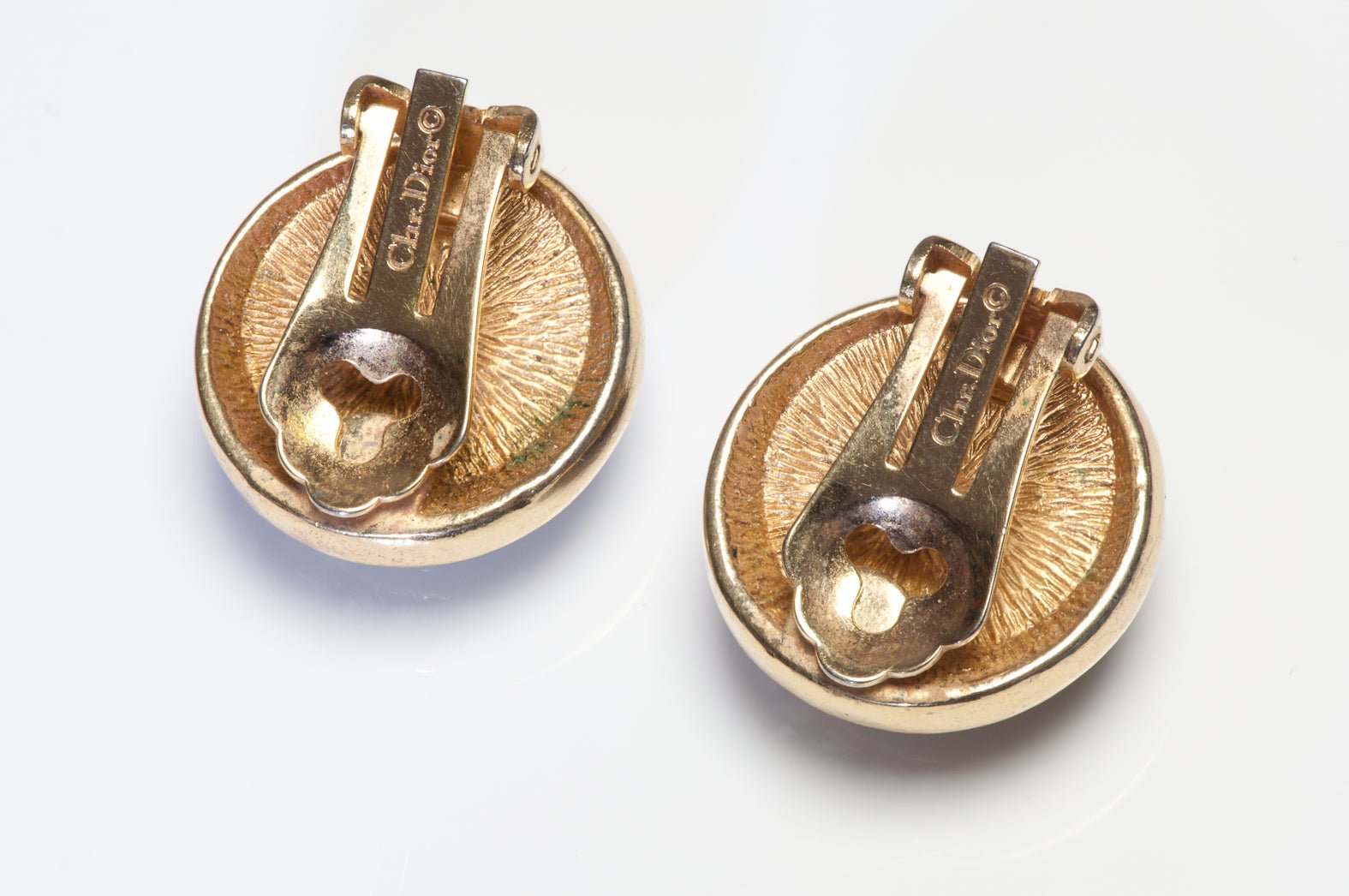 Vintage Christian Dior Black Cabochon Resin Crystal Earrings