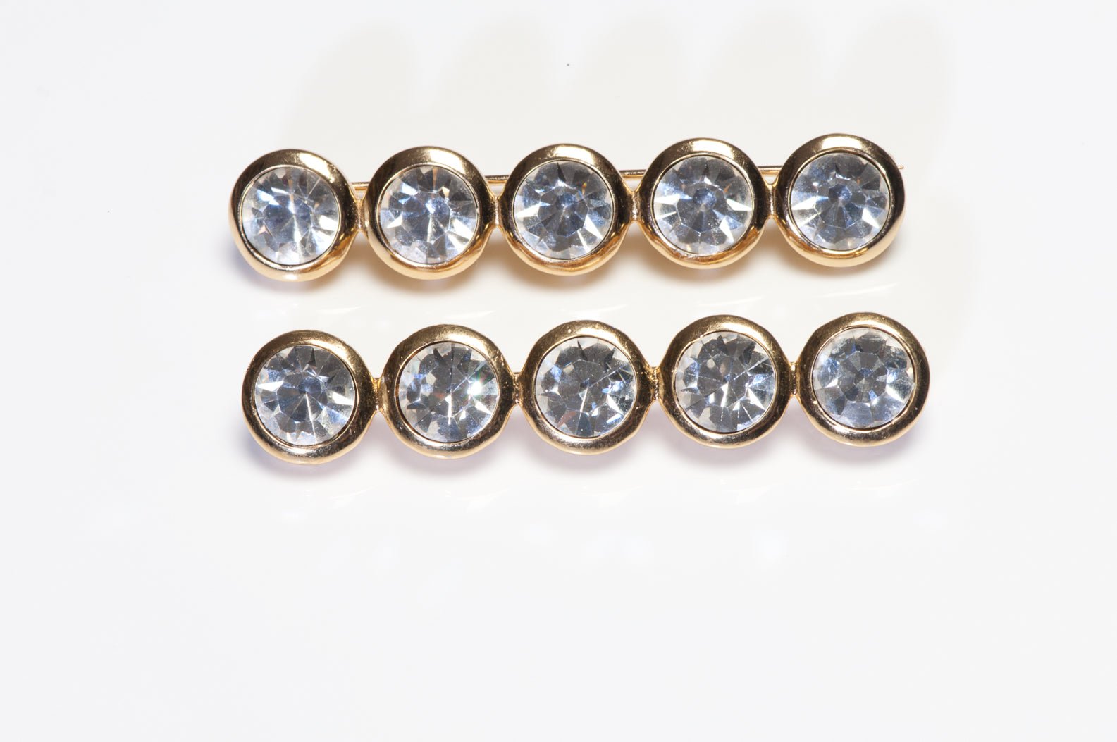Vintage Christian Dior by Gianfranco Ferre Headlight Crystal Pair of Brooches