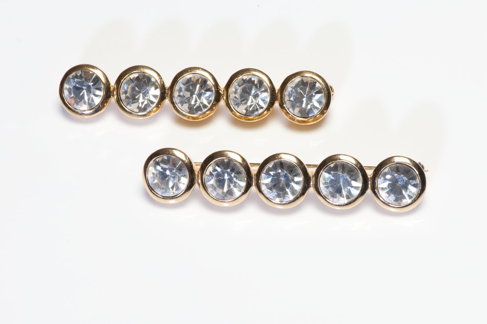 Vintage Christian Dior by Gianfranco Ferre Headlight Crystal Pair of Brooches