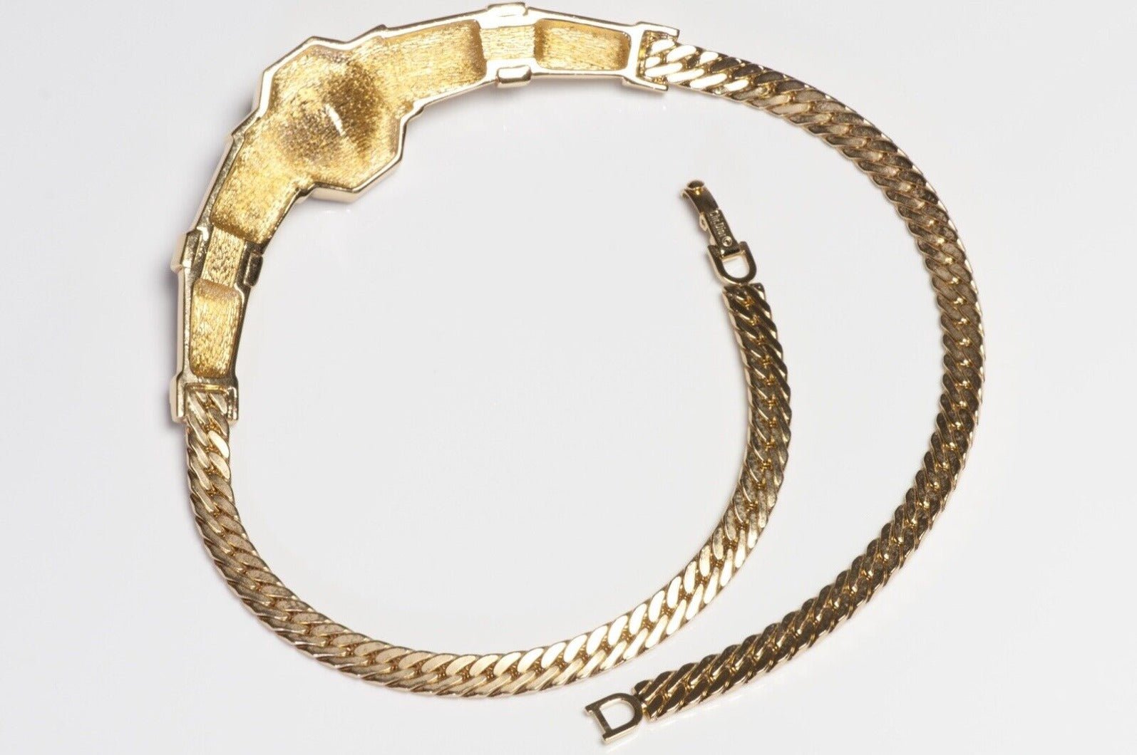 Vintage Christian Dior Gold Plated Purple Crystal Collar Necklace