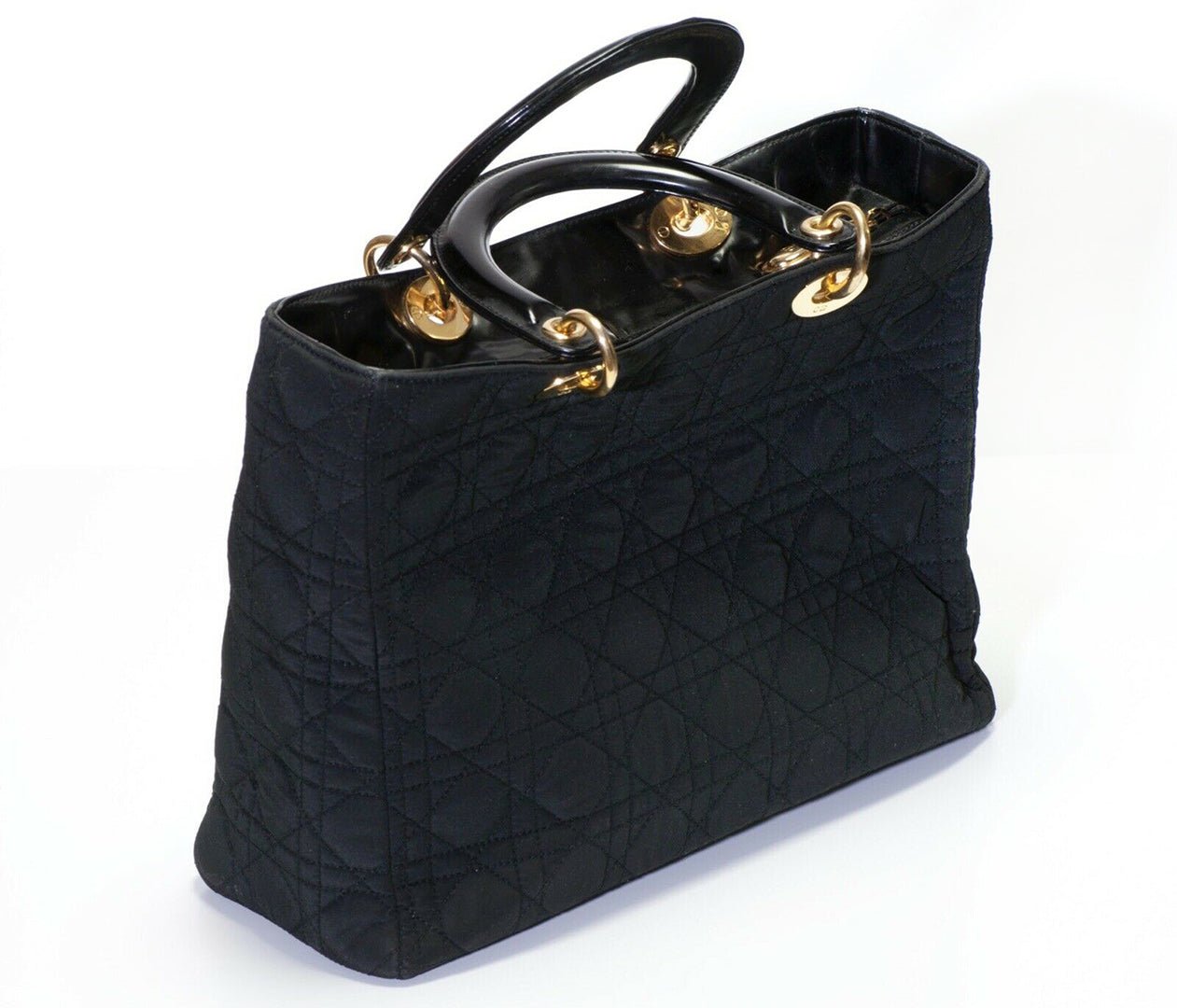 Vintage Christian Dior Lady Dior Black Nylon Leather Quilted Women’s Bag
