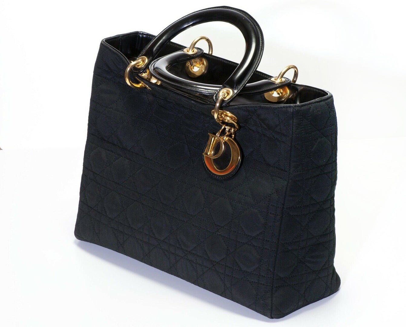 Vintage Christian Dior Lady Dior Black Nylon Leather Quilted Women’s Bag