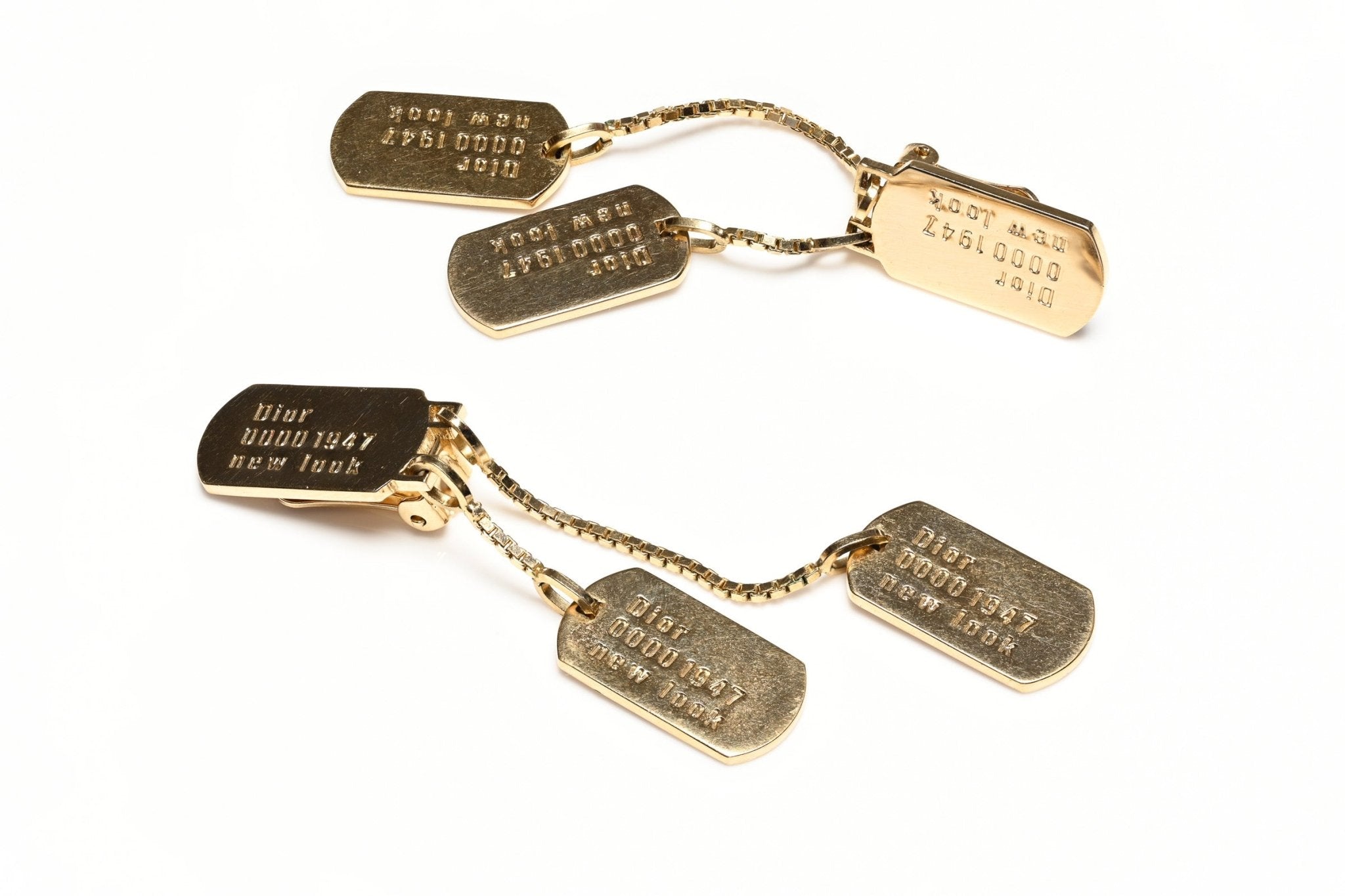 Vintage Christian Dior Paris by John Galliano New Look Dog Tag Tassel Drop Earrings