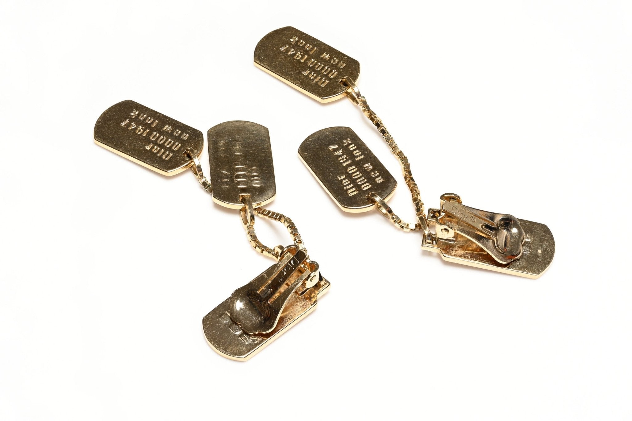 Vintage Christian Dior Paris by John Galliano New Look Dog Tag Tassel Drop Earrings