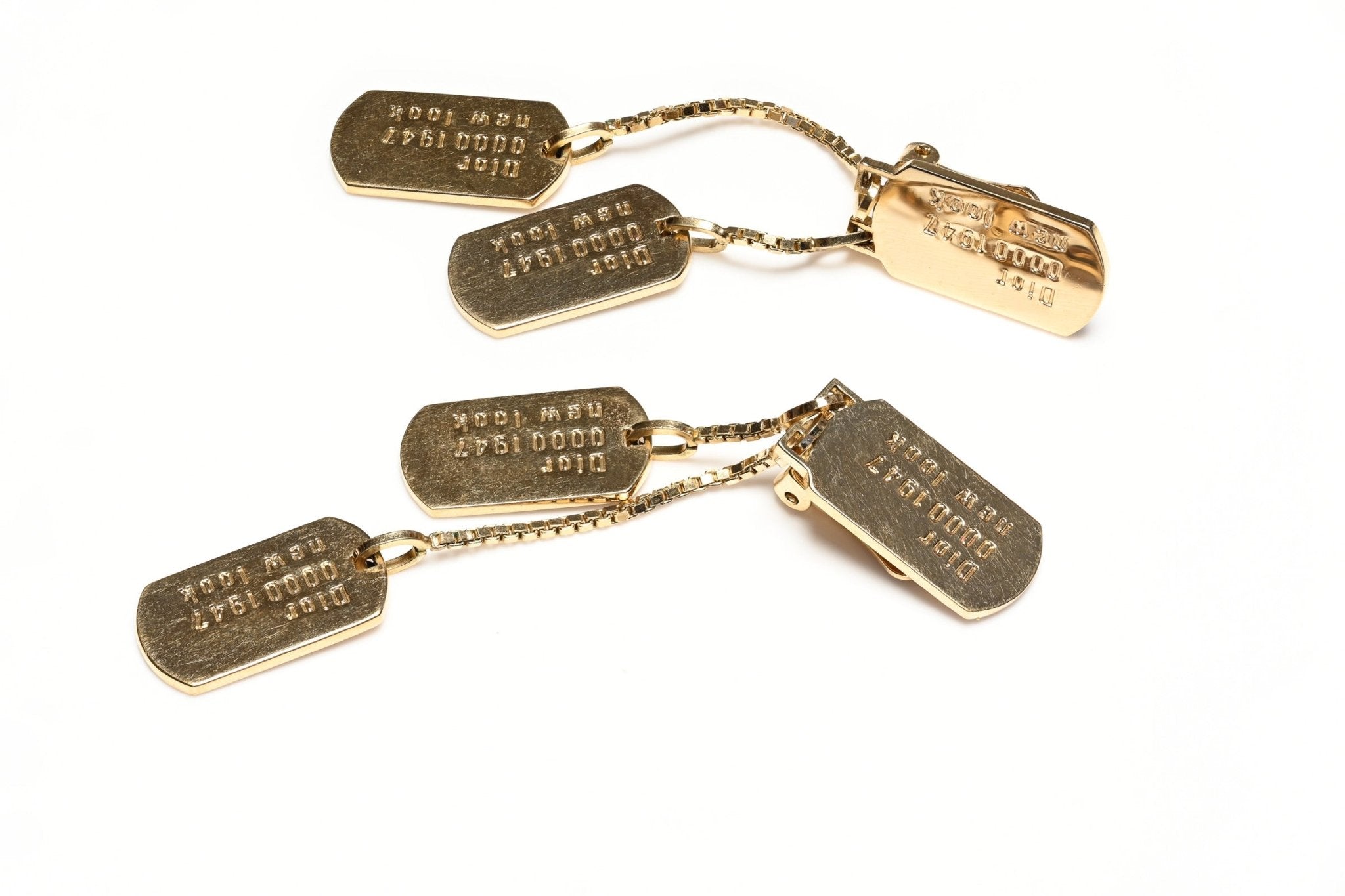 Vintage Christian Dior Paris by John Galliano New Look Dog Tag Tassel Drop Earrings