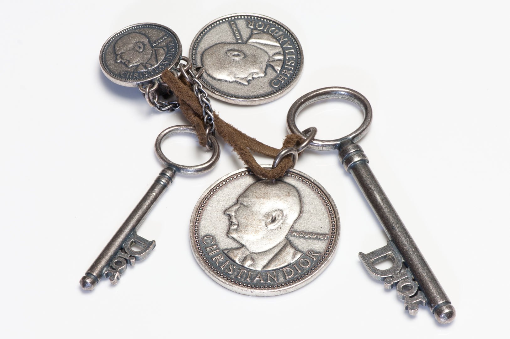 Vintage Christian Dior Paris Galliano Runway Logo 1947 Key Coin Long Earring