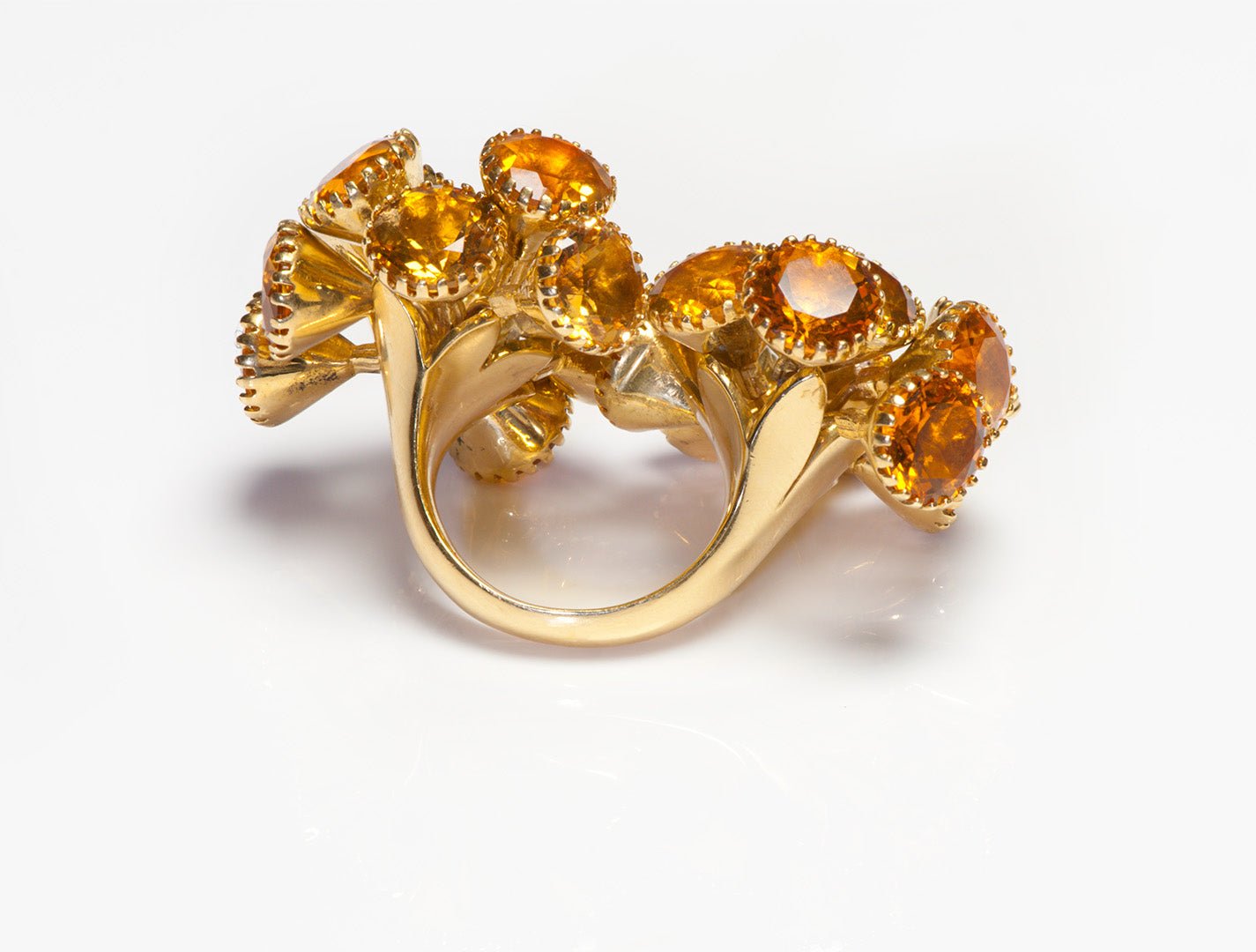 Vintage Citrine Topaz 18K Gold Tremblant Cluster Ring