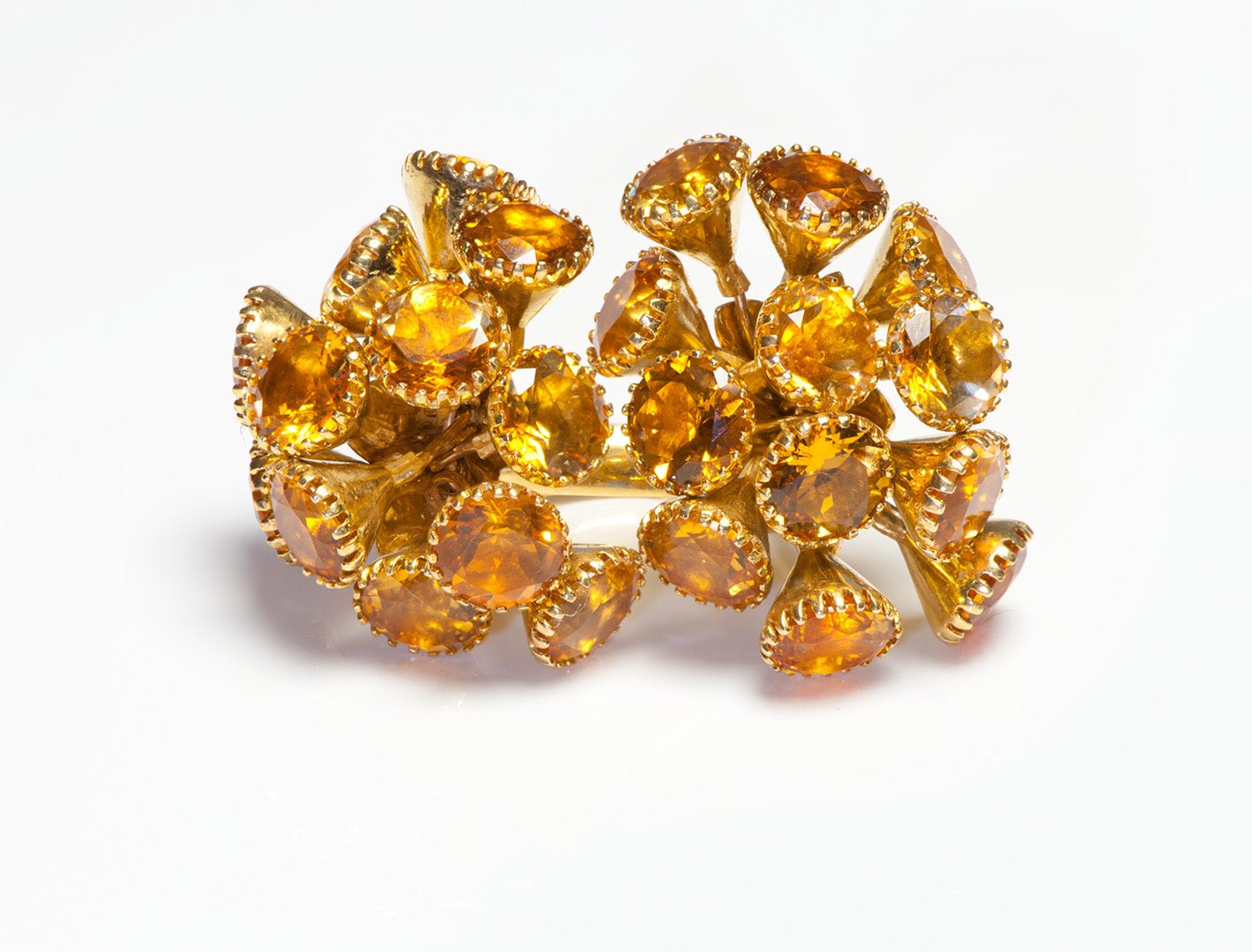 Vintage Citrine Topaz 18K Gold Tremblant Cluster Ring