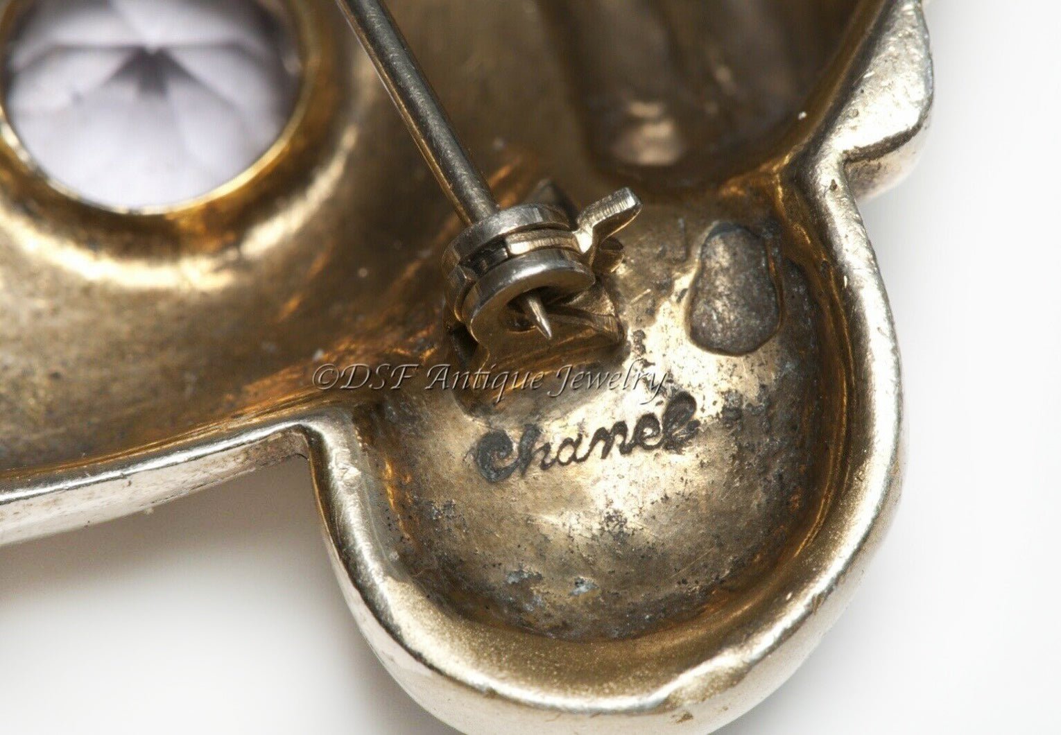 Vintage Coco CHANEL Paris 1925/38 Purple Crystal Mademoiselle Face Brooch