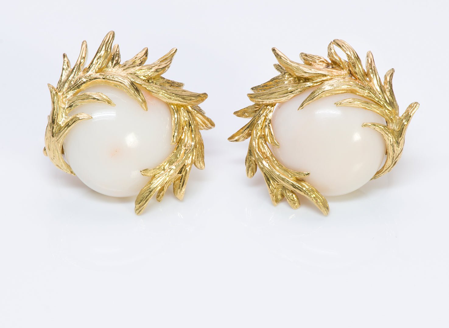 Vintage David Webb 18K Gold Coral Earrings