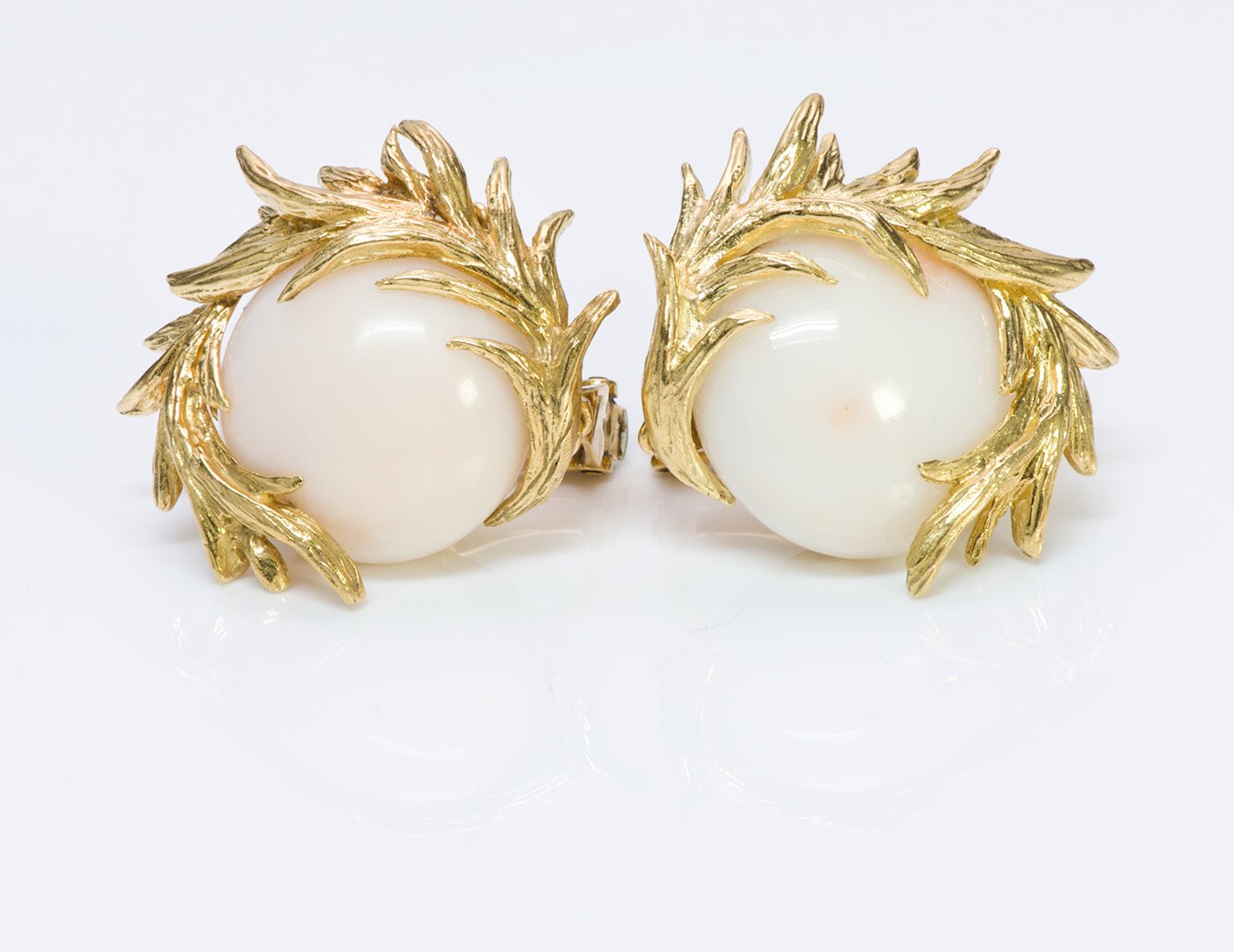 Vintage David Webb 18K Gold Coral Earrings