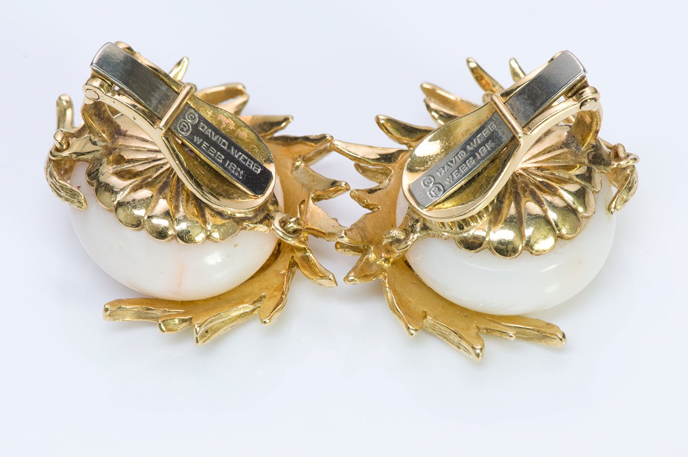 Vintage David Webb 18K Gold Coral Earrings