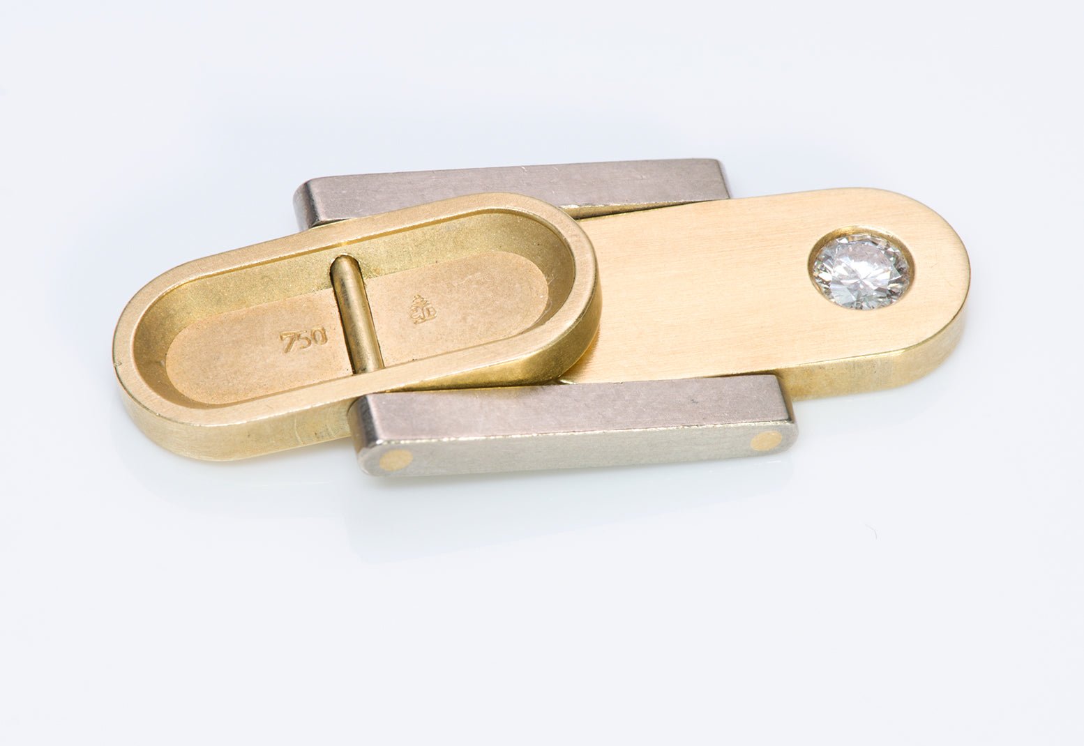 Vintage Diamond 18K Gold Folding Cufflinks