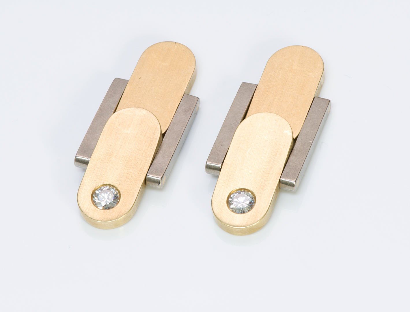 Vintage Diamond 18K Gold Folding Cufflinks
