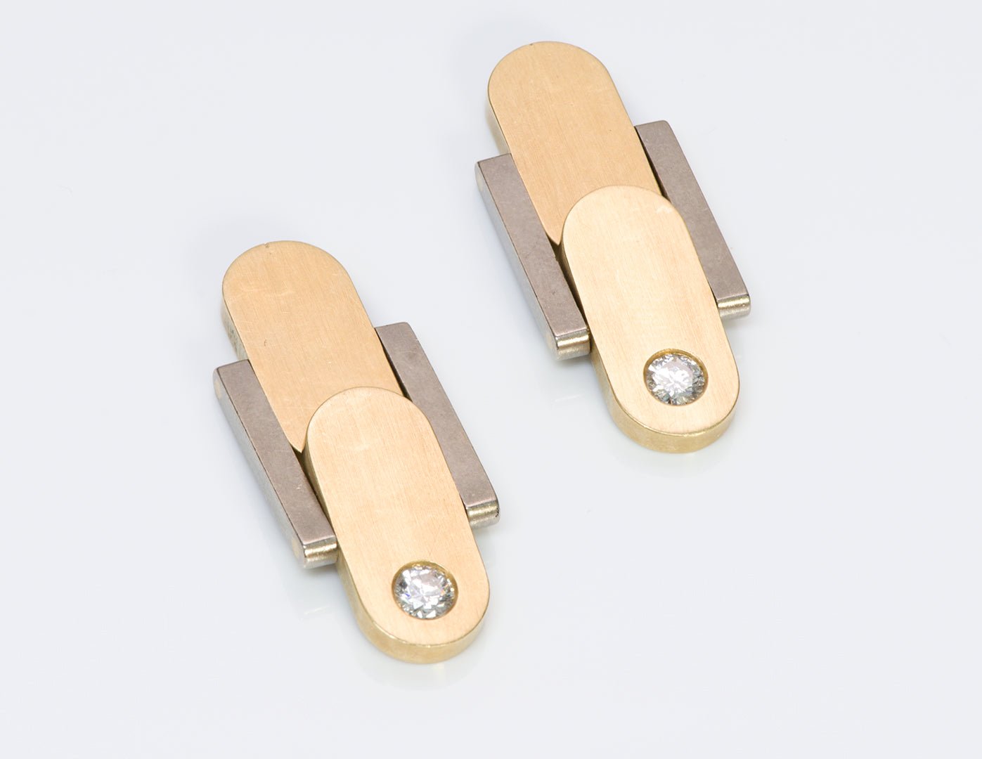 Vintage Diamond 18K Gold Folding Cufflinks