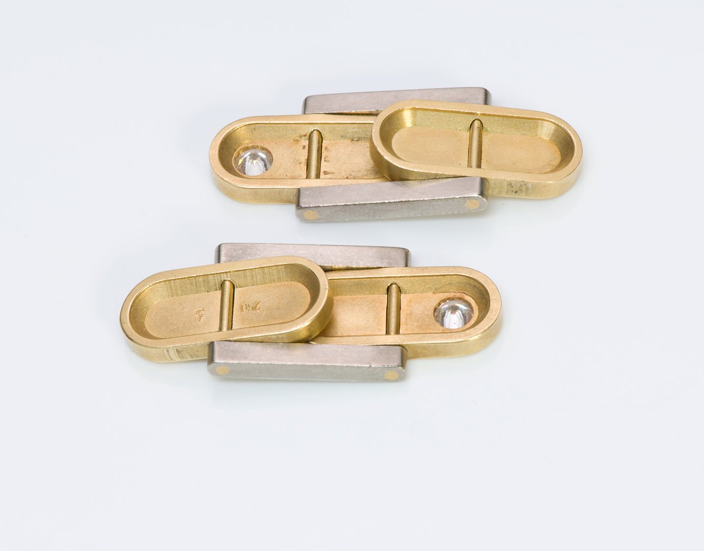 Vintage Diamond 18K Gold Folding Cufflinks