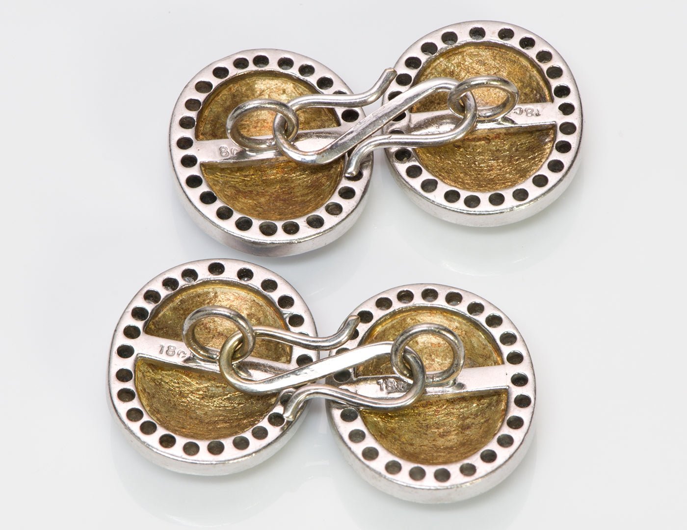 Vintage Diamond Blue Enamel Oval Cufflinks