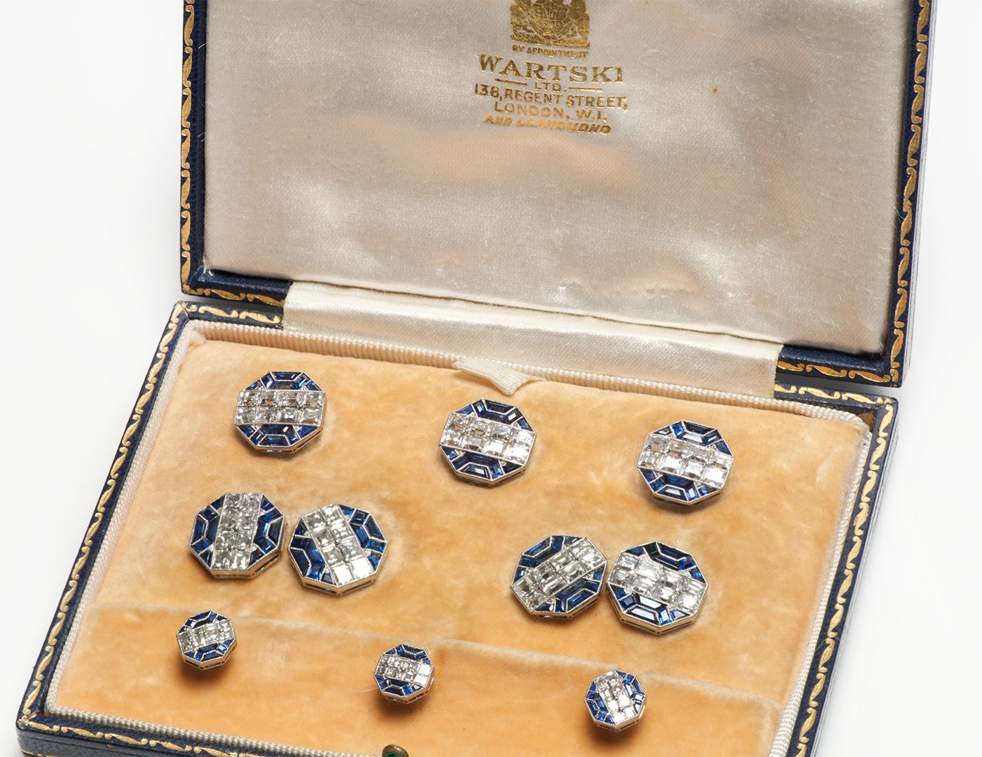 Vintage Diamond Sapphire Cufflink Stud Set