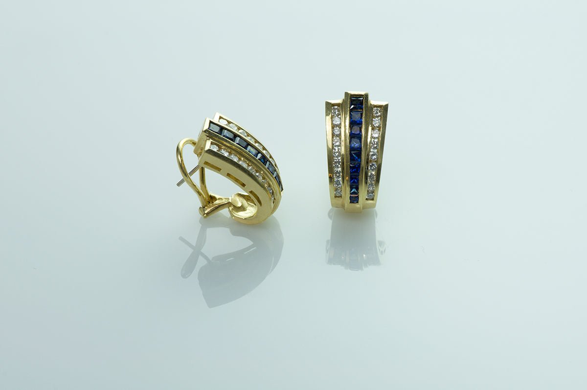 Vintage Diamond Sapphire Gold Earrings