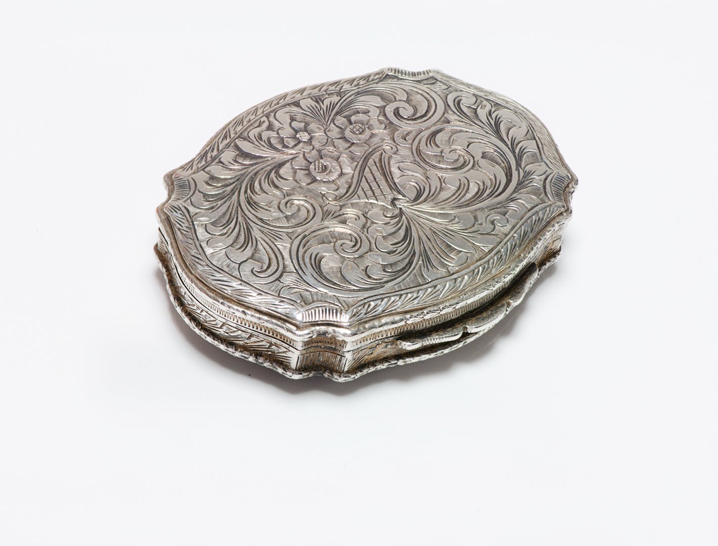 Vintage Enamel Silver Compact Italy