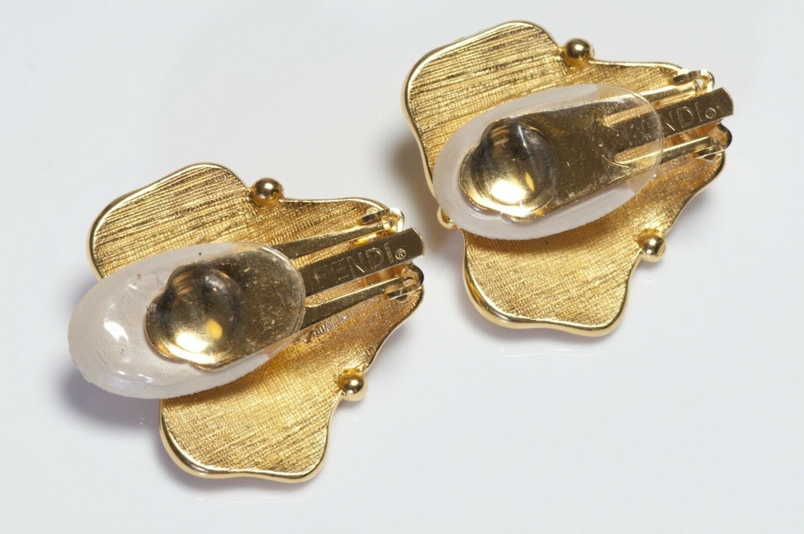 Vintage FENDI Gold Plated Crown Coin Earrings