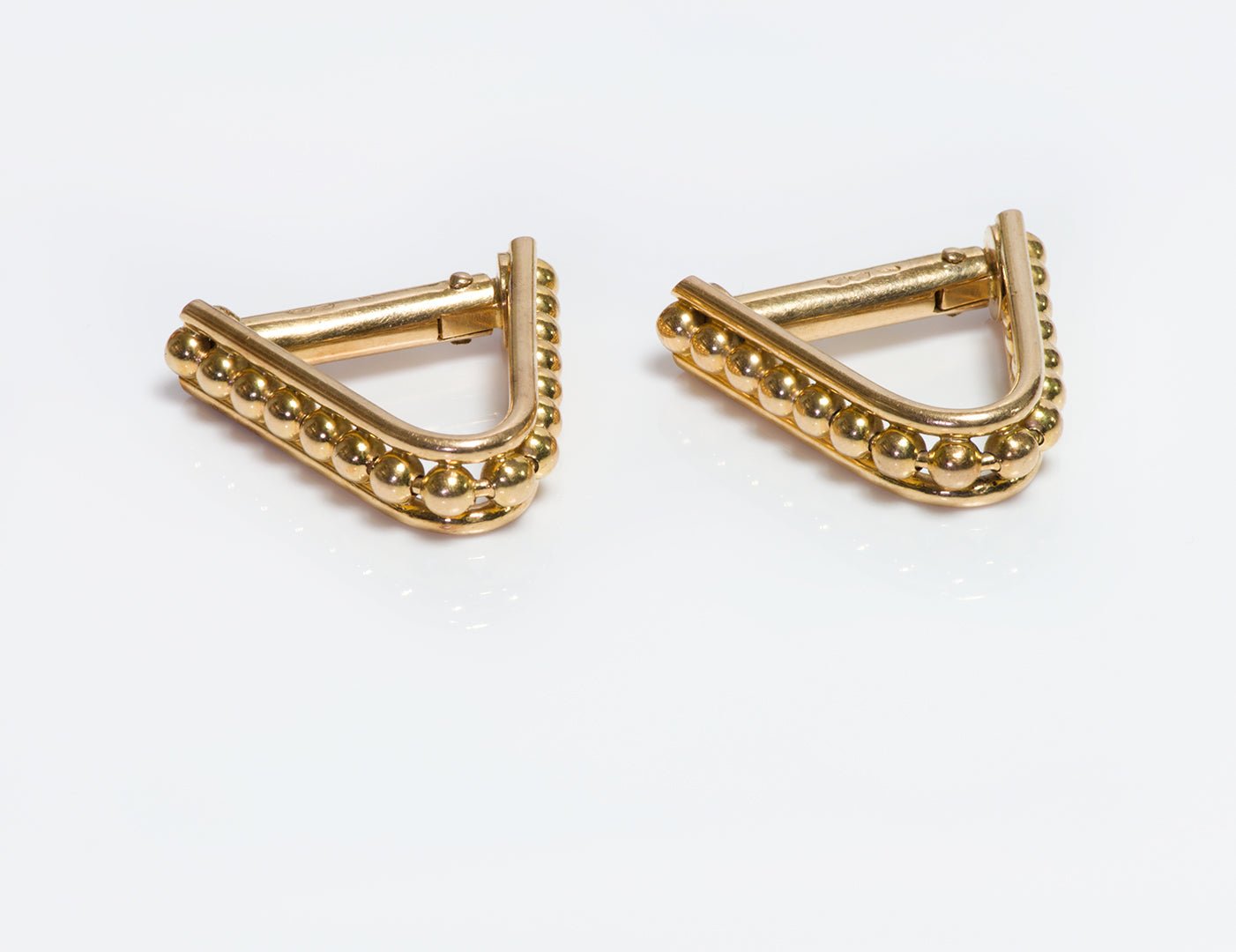 Vintage French 18K Gold Beaded Stirrup Cufflinks
